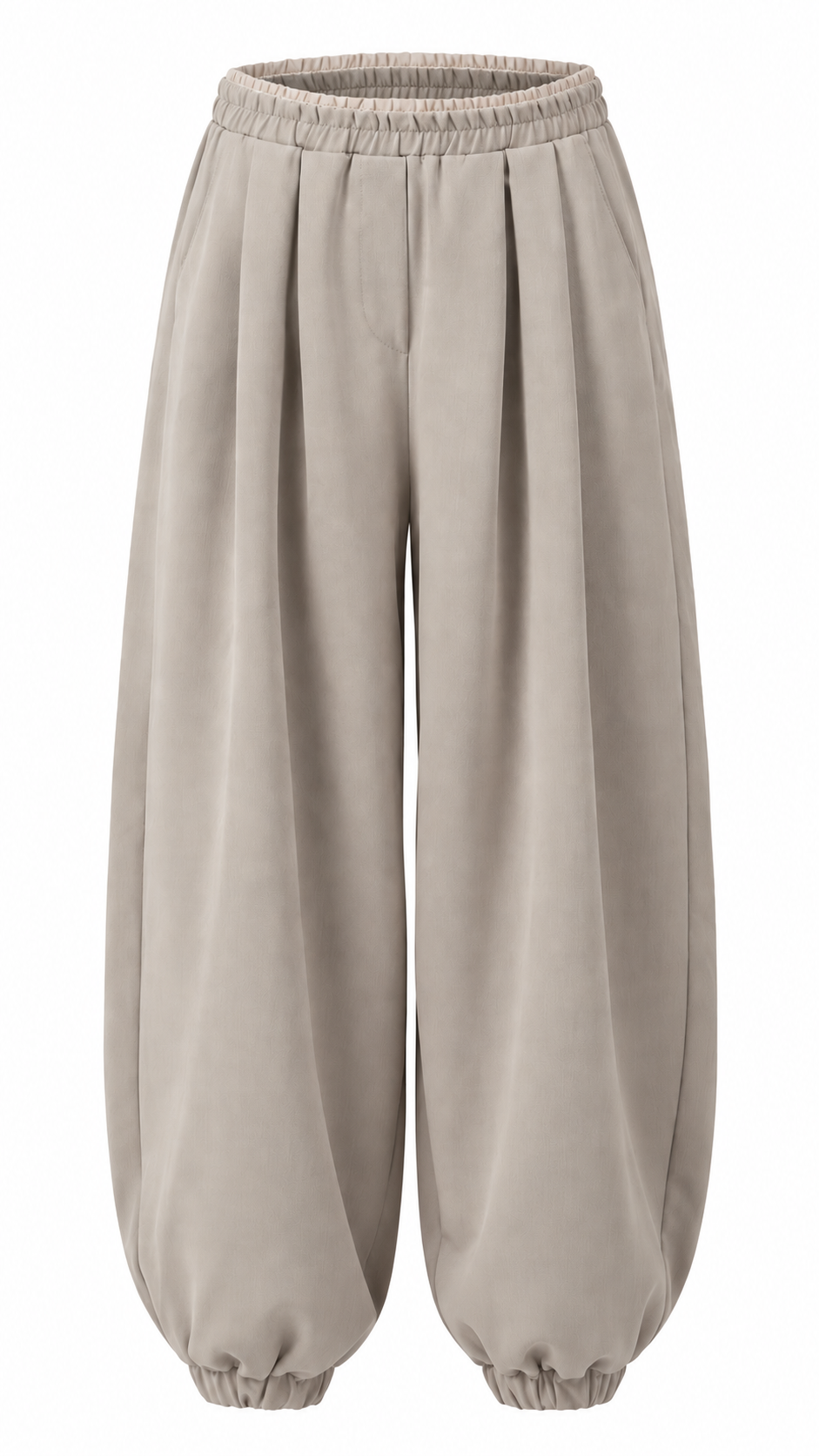 Elastic-Cuff Balloon Trousers Cream