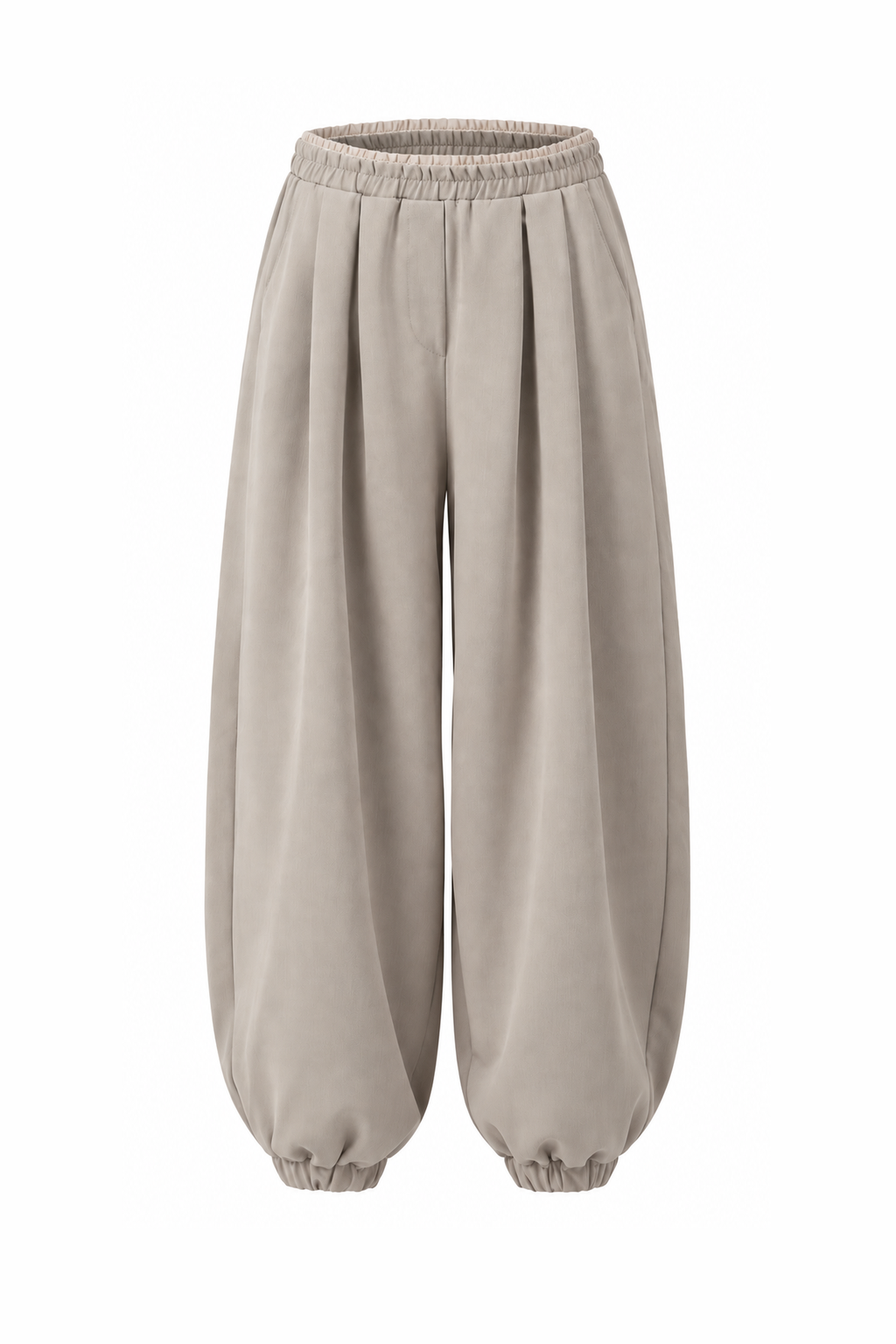 Elastic-Cuff Balloon Trousers Cream