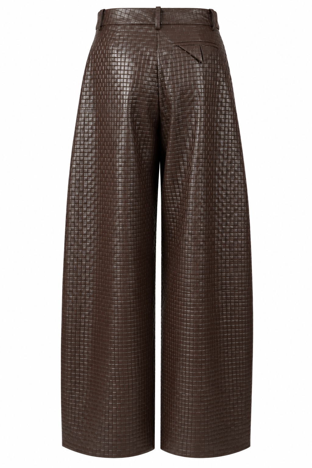 Brown Woven-Texture Wide-Leg Trousers