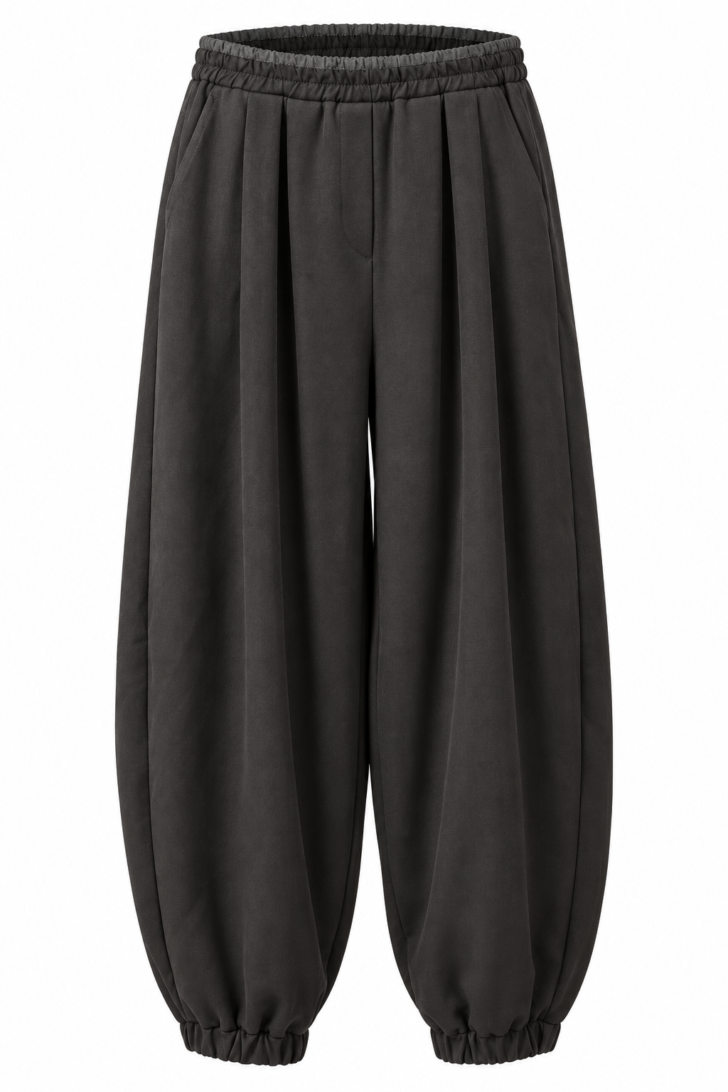 Elastic-Cuff Balloon Trousers Brown