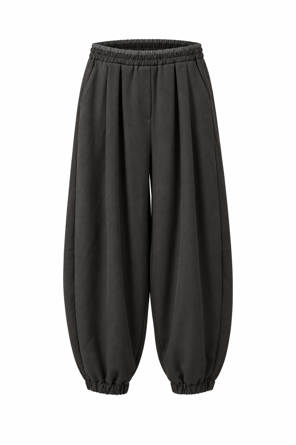 Elastic-Cuff Balloon Trousers Brown