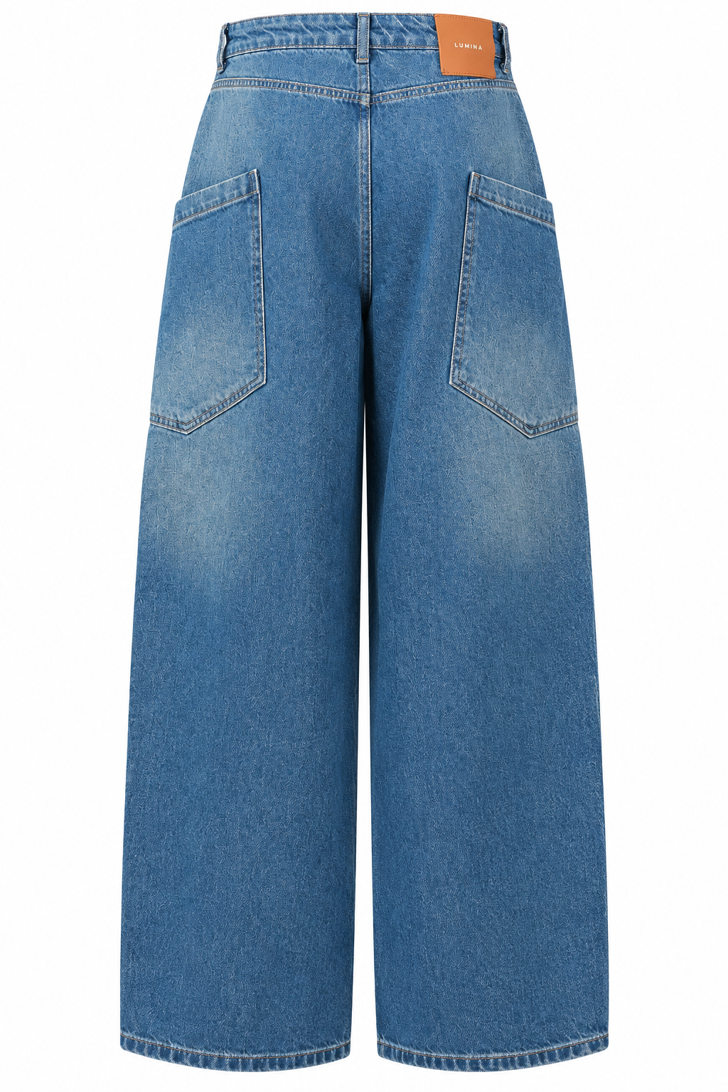 Denim Barrel-Leg Cargo Jeans