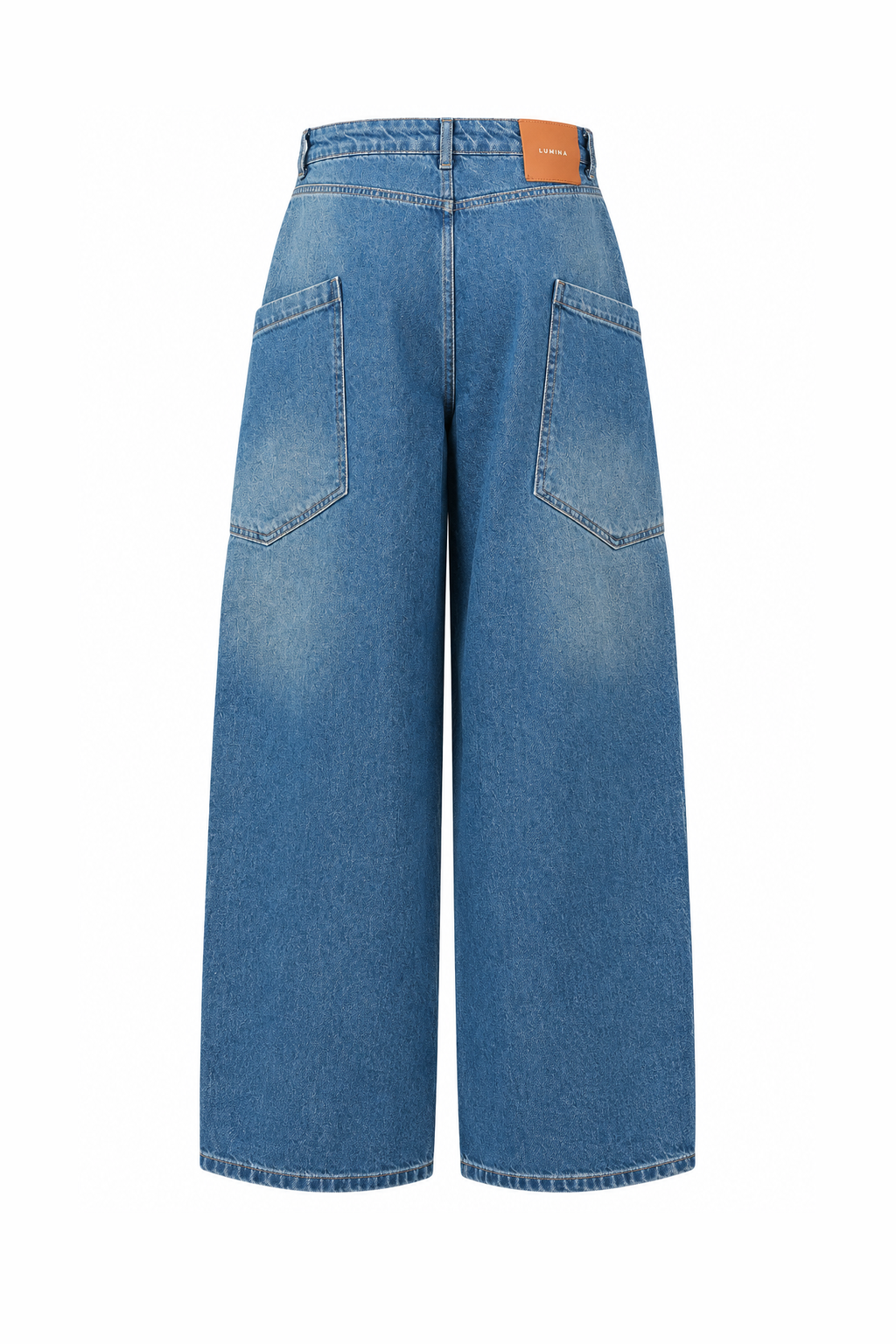 Denim Barrel-Leg Cargo Jeans