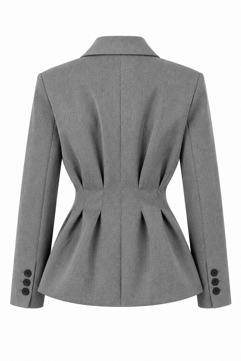 Pleated-Waist Tailored Blazer