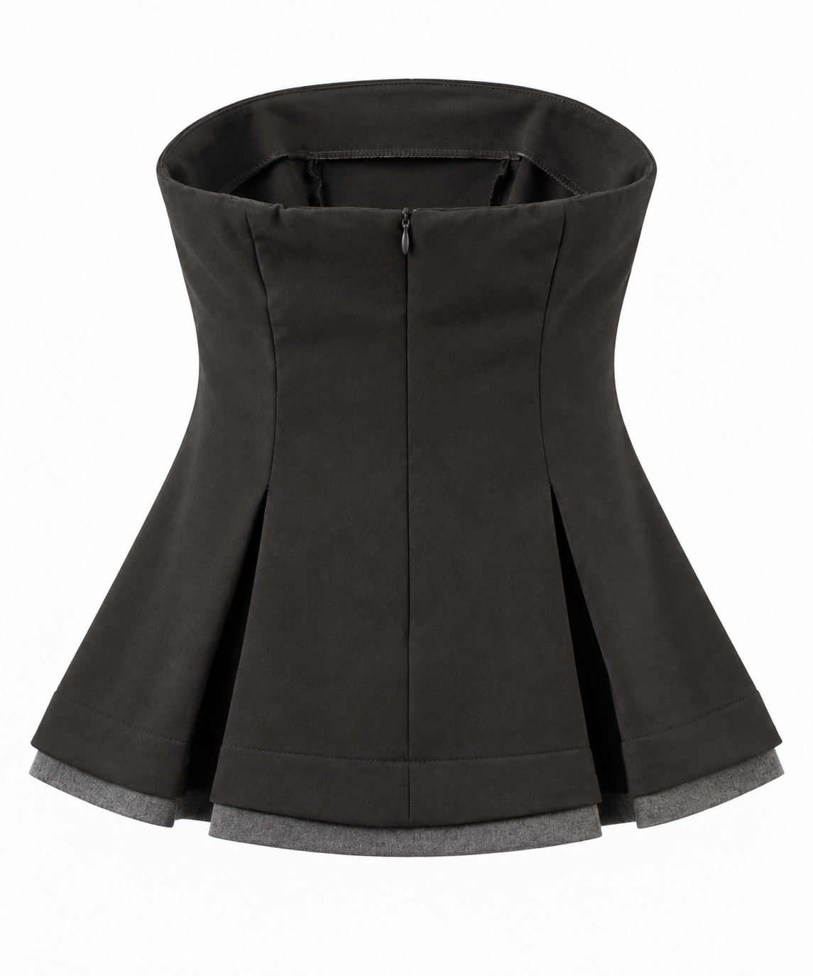Strapless Contrast-Trim Peplum Top