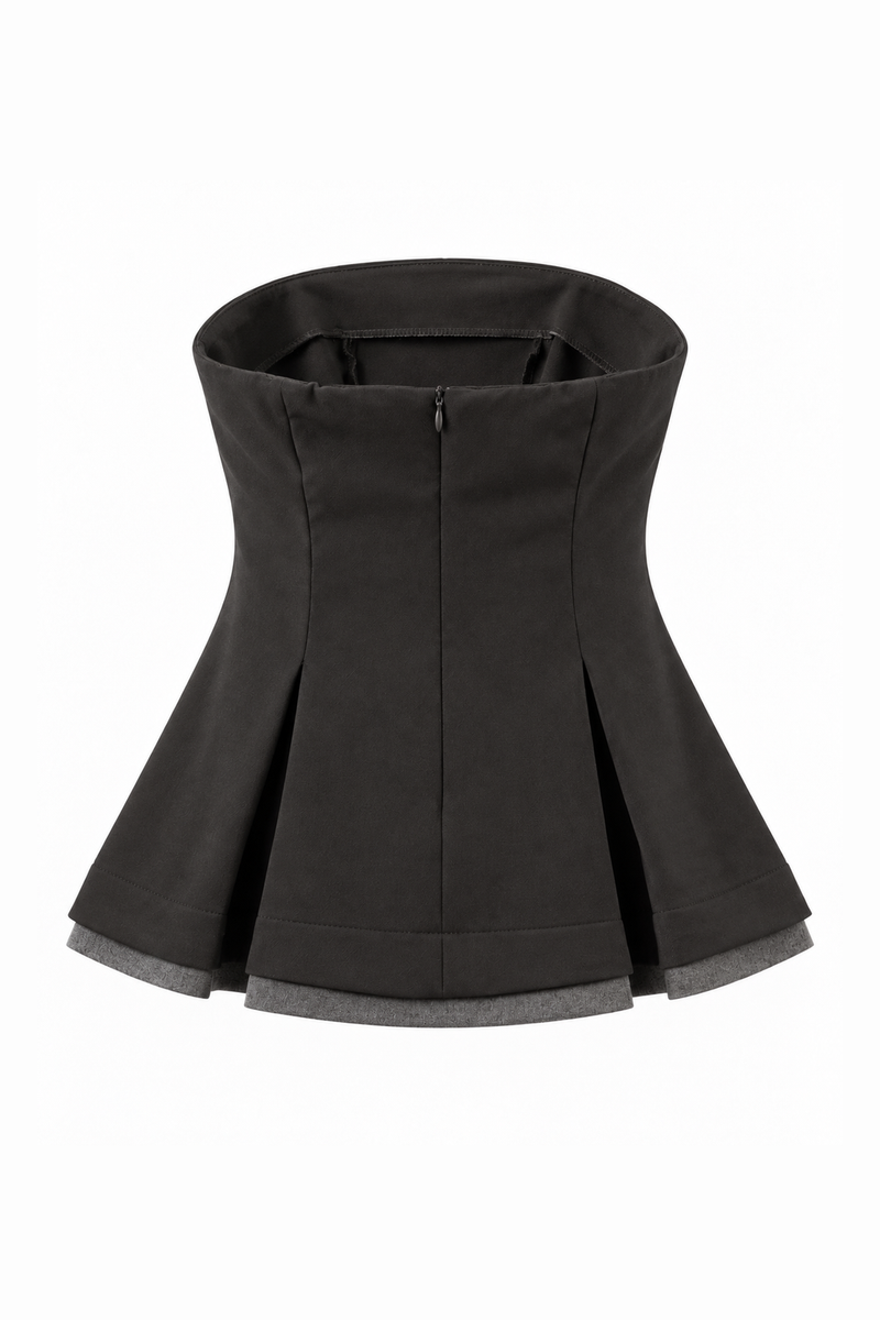 Strapless Contrast-Trim Peplum Top