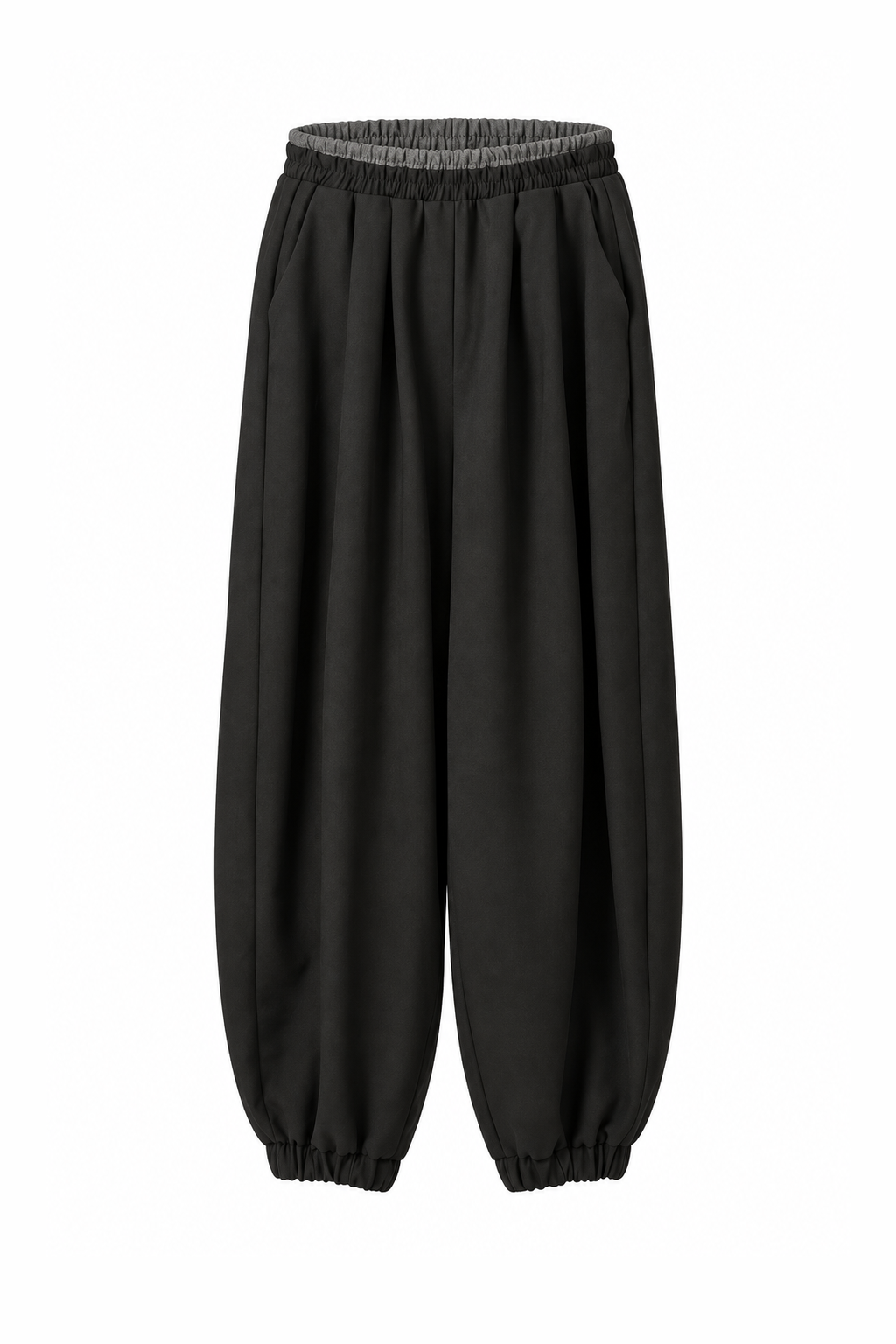 Elastic-Cuff Balloon Trousers Black