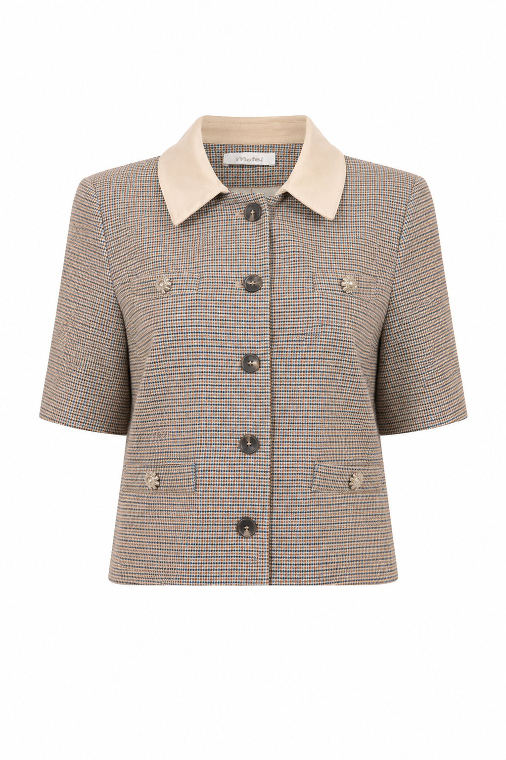 Checked Short-Sleeve Blazer