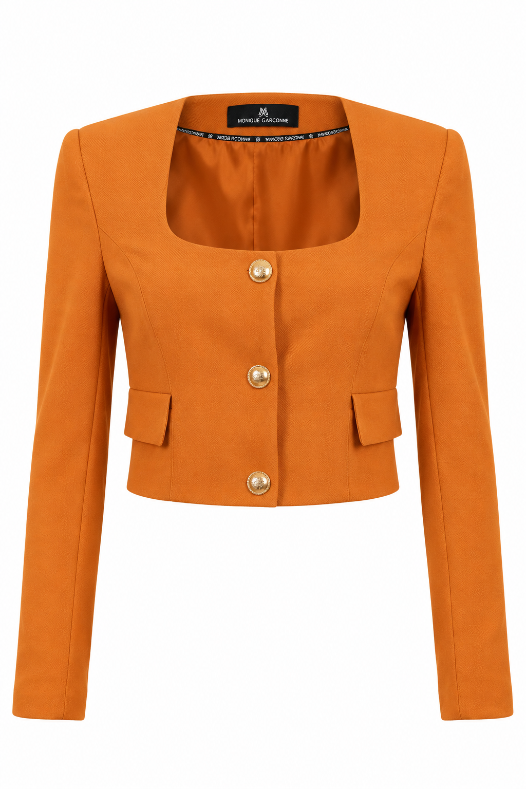 Orange Square-Neck Blazer