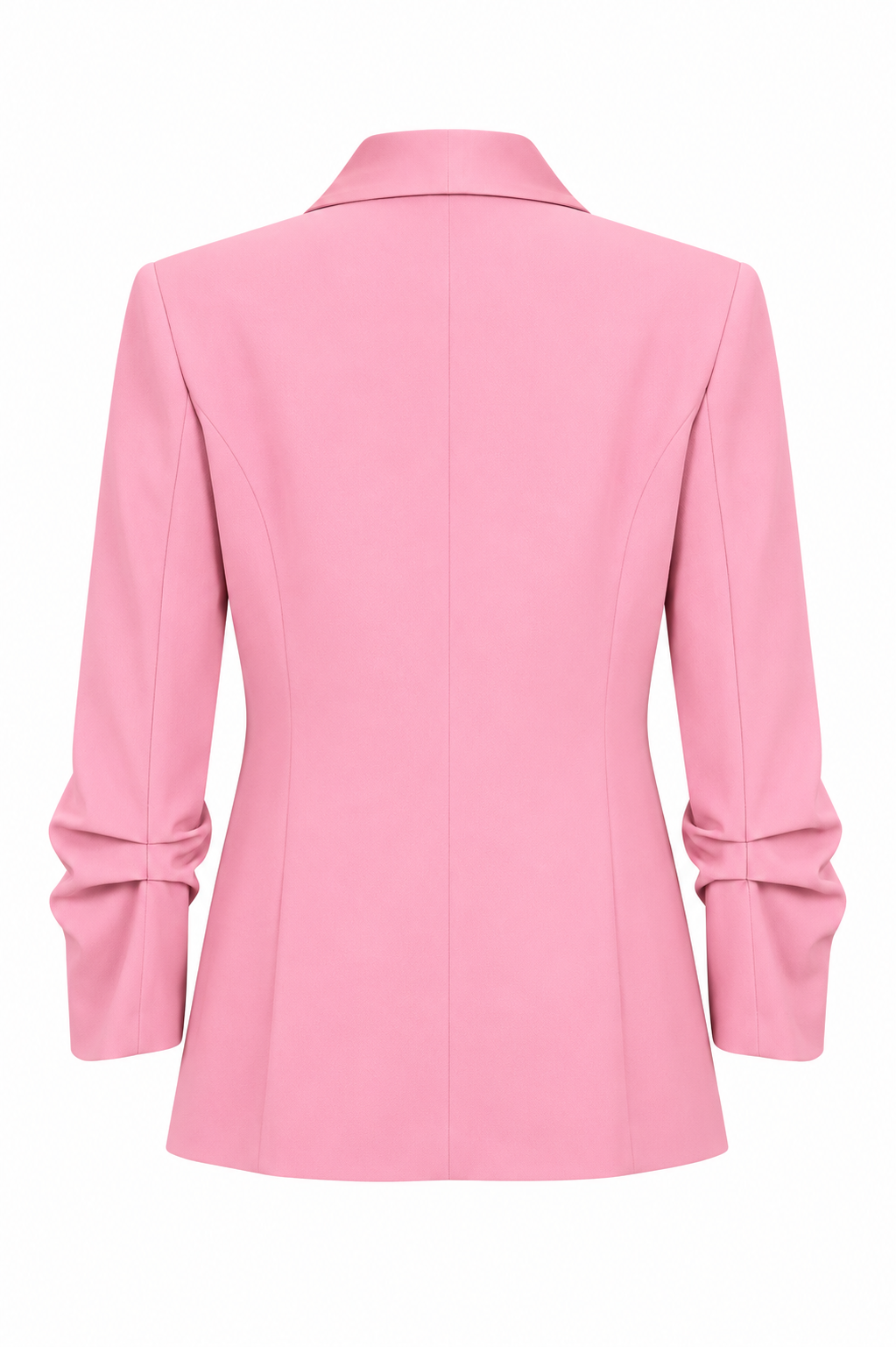 Pink Satin-Lapel Belted Blazer