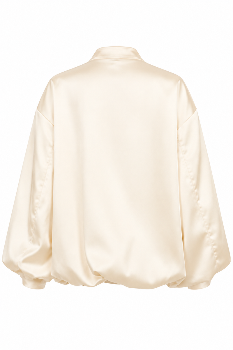 Cream Oversized Bomber Jacket