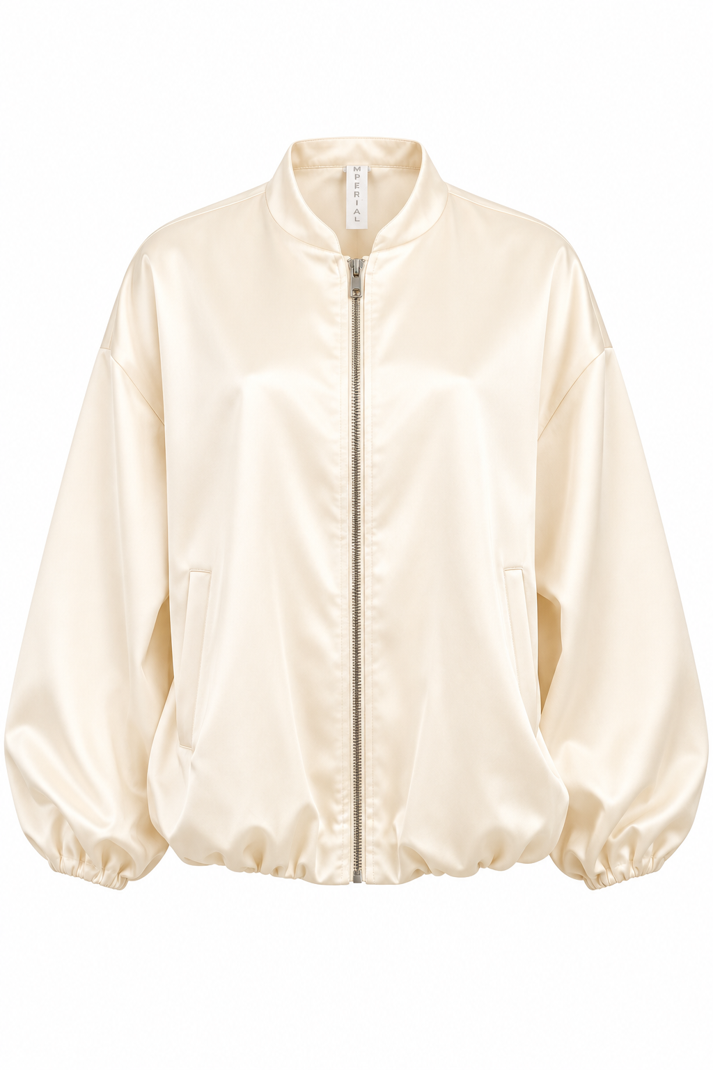 Cream Oversized Bomber Jacket