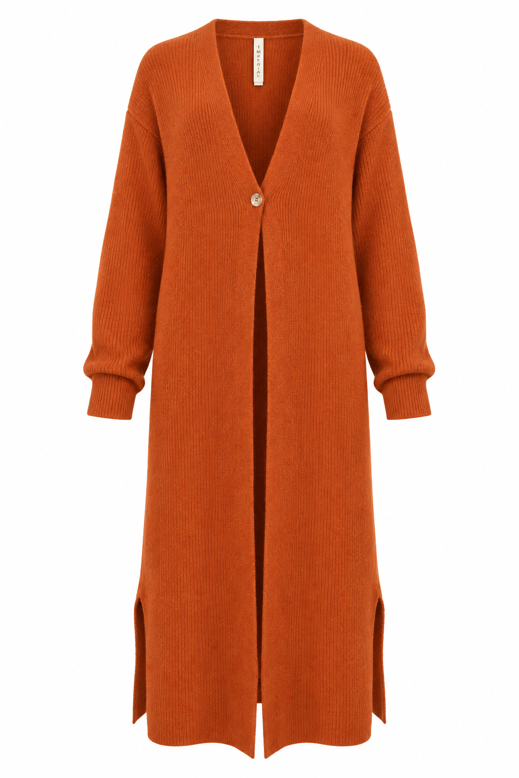 Orange Long Knit Cardigan