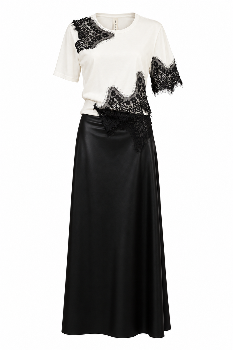 Black Lace-Detail Maxi Dress