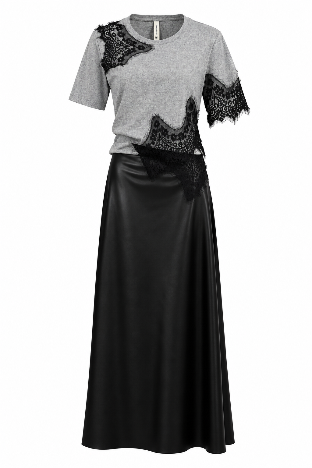 Black Lace-Detail Maxi Dress