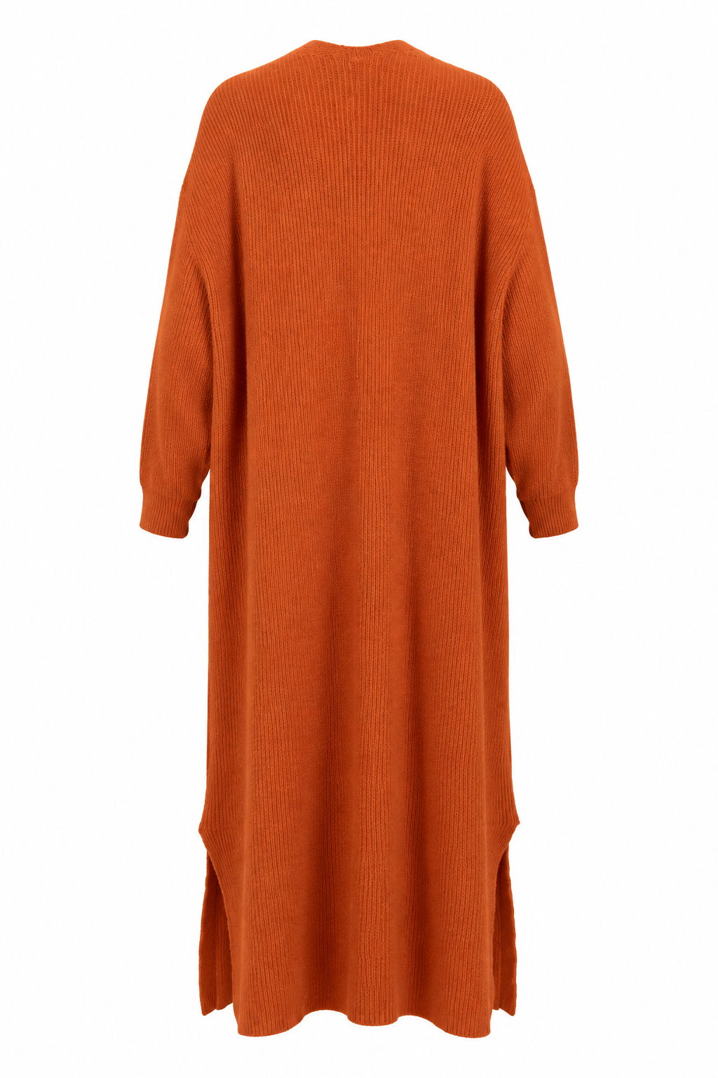 Orange Long Knit Cardigan