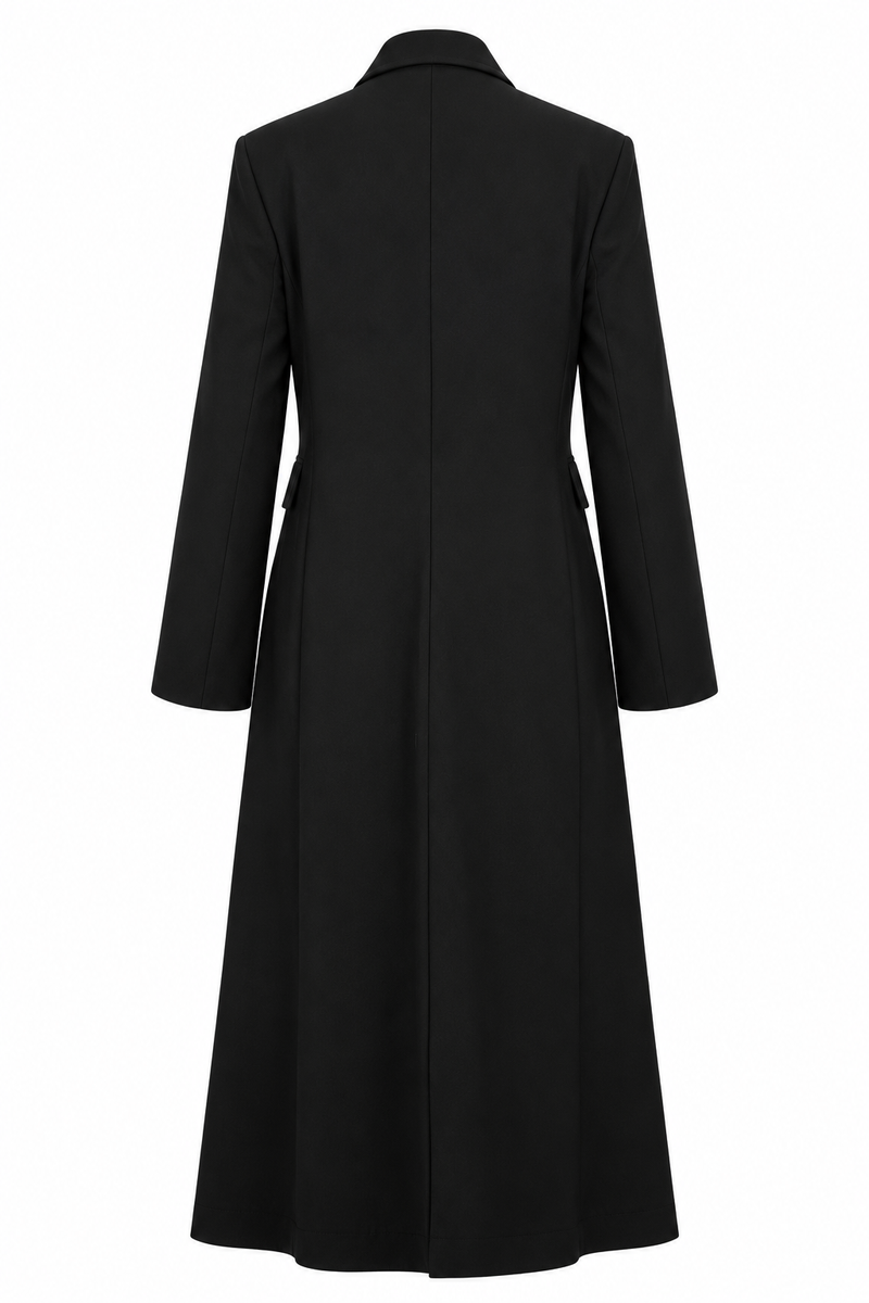 Black Wrap-Style Midi Dress