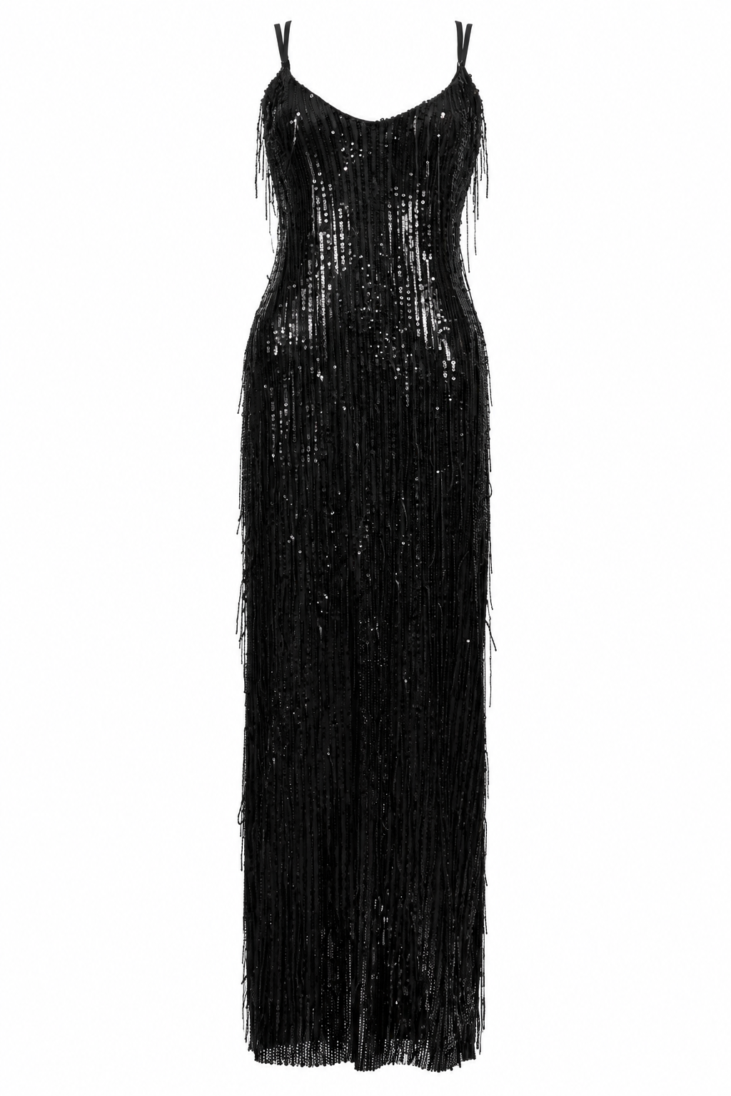 Black Sequin Slip Dress