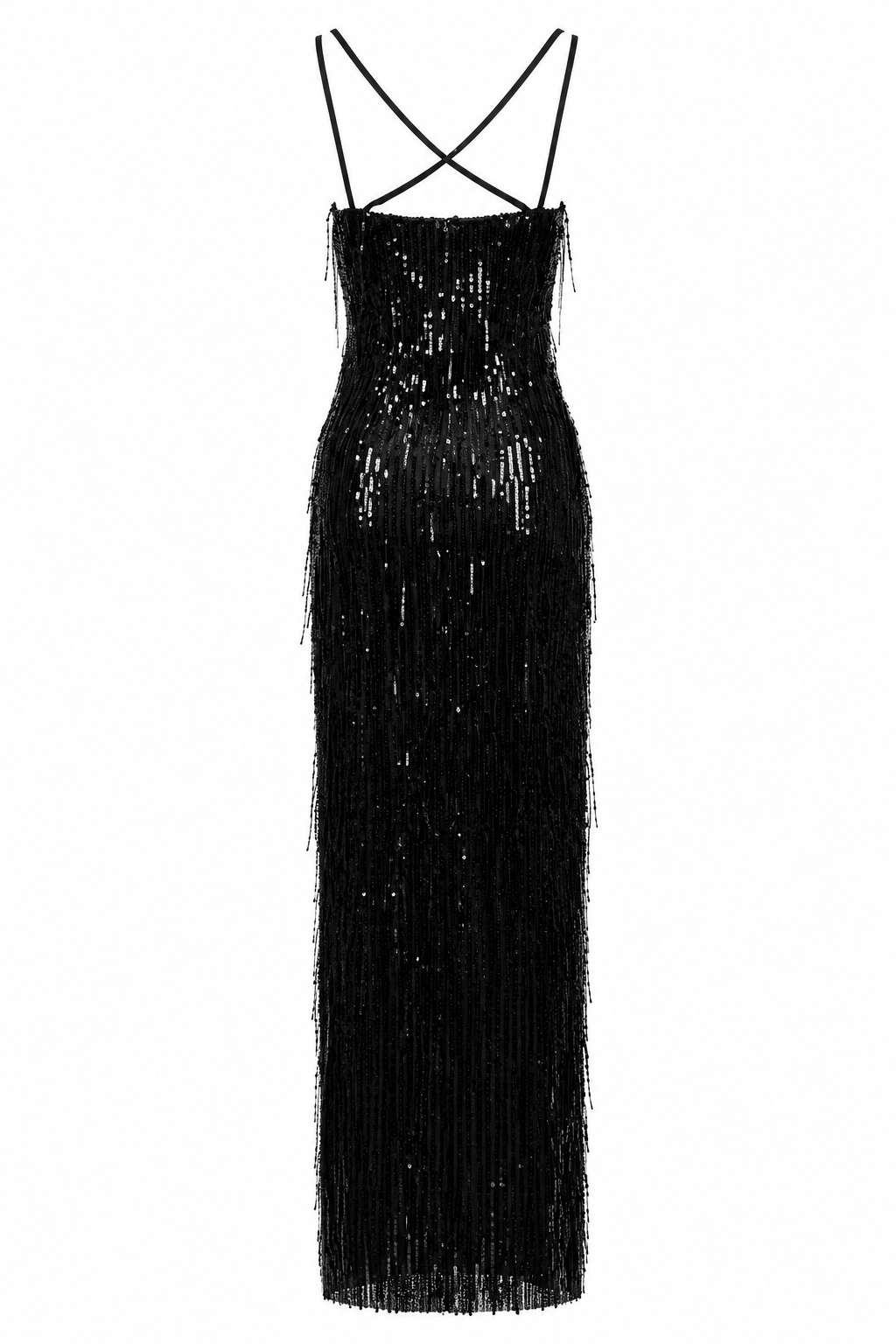 Black Sequin Slip Dress