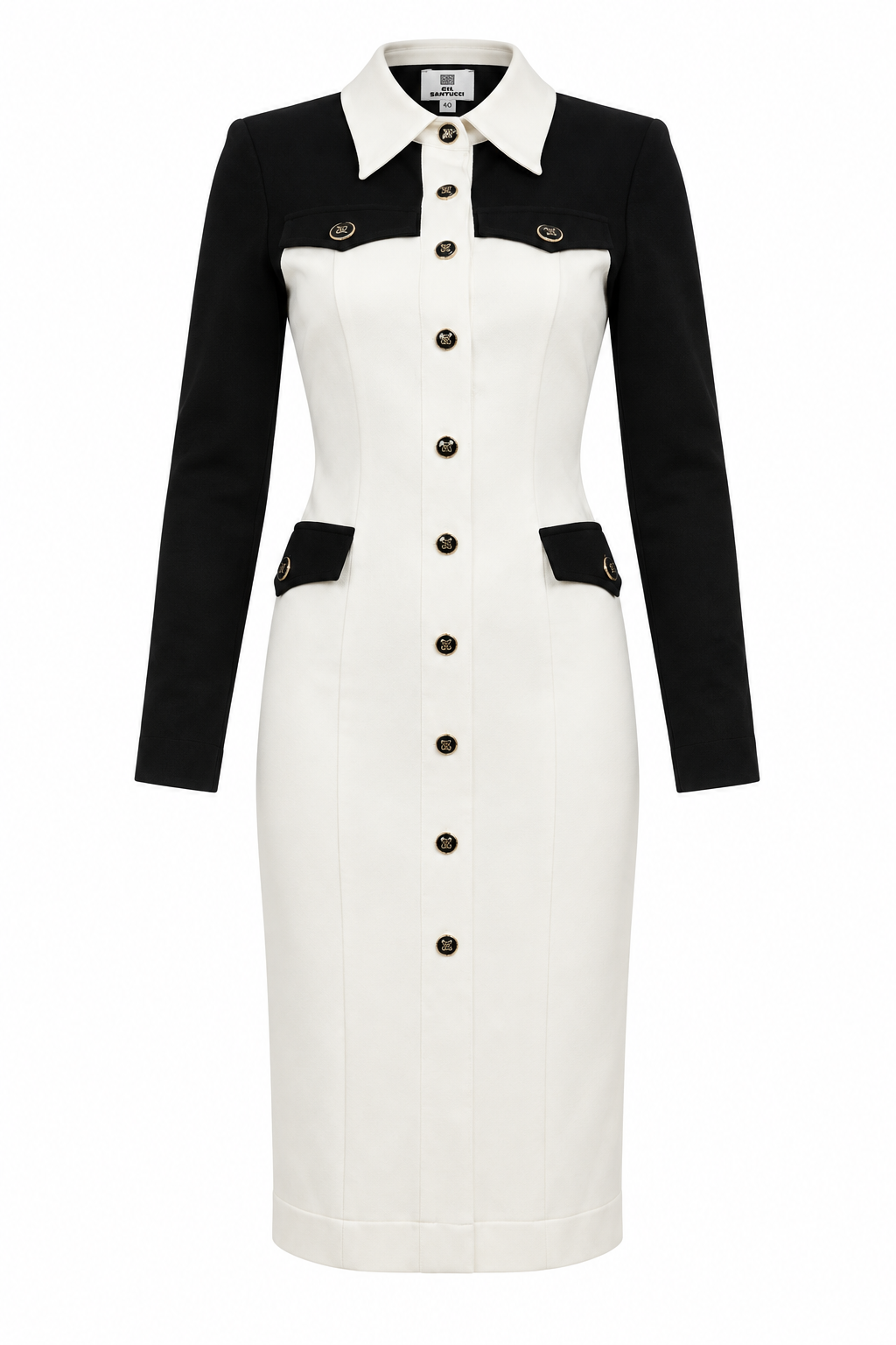 White Button-Front Midi Dress