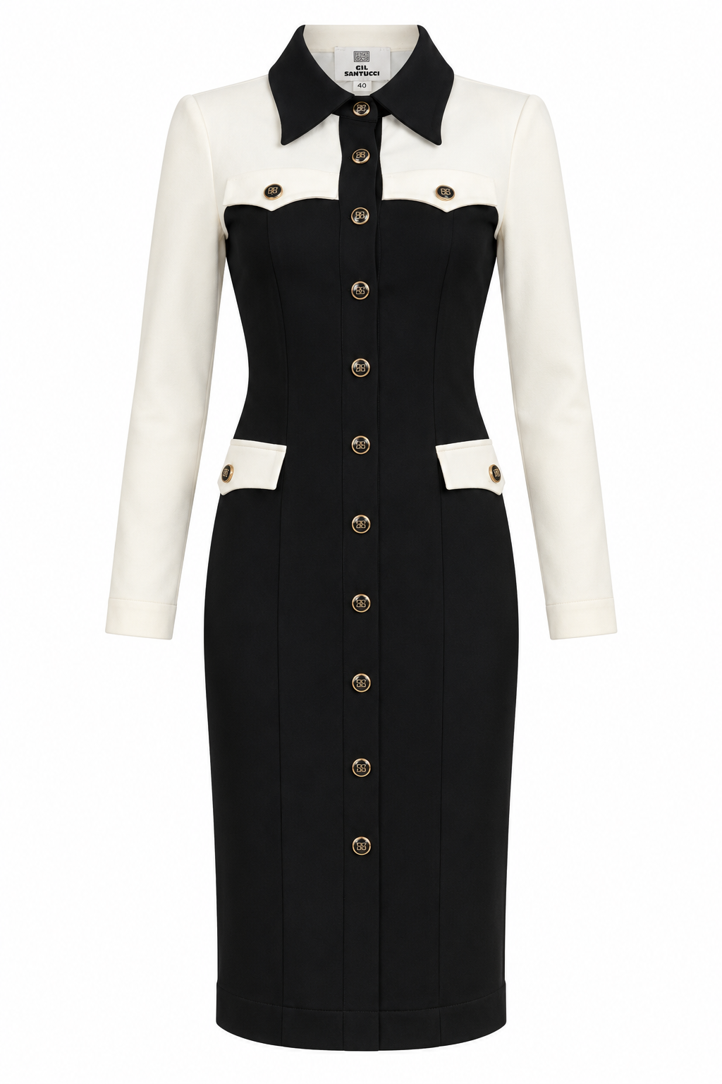 Black Button-Front Midi Dress