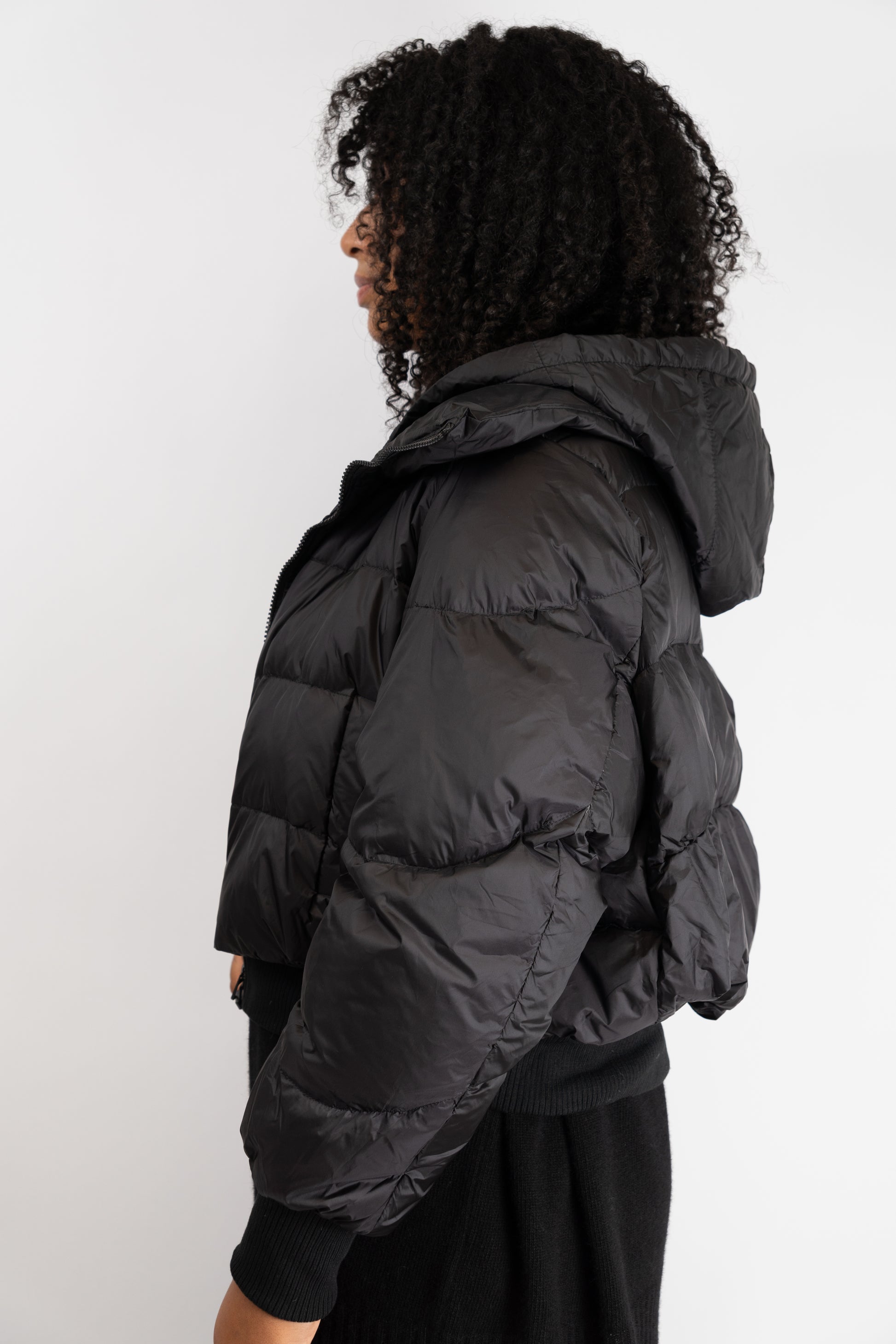 Cropped Hooded Puffer Jacket
