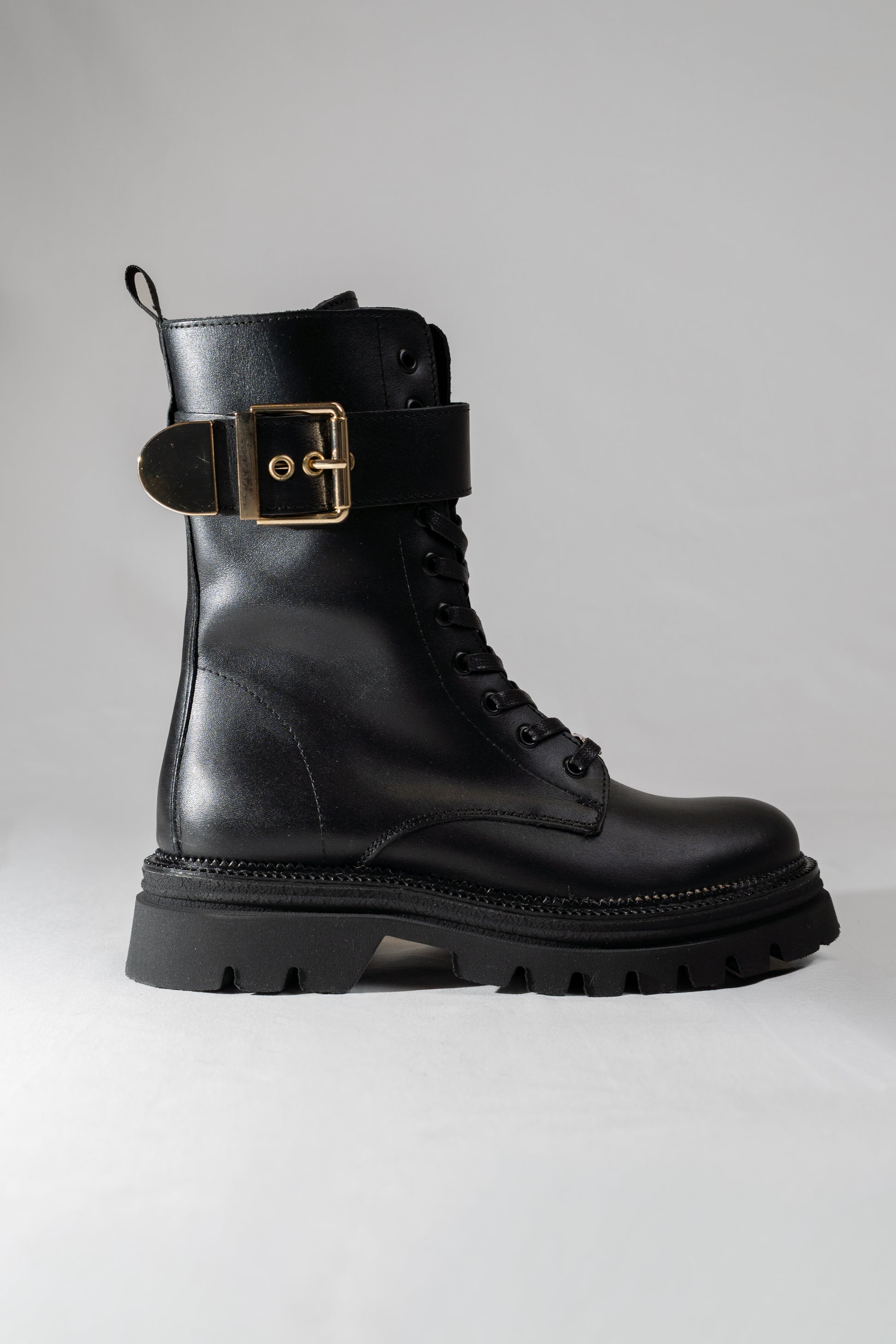 Buckle-Detailed Combat Boots
