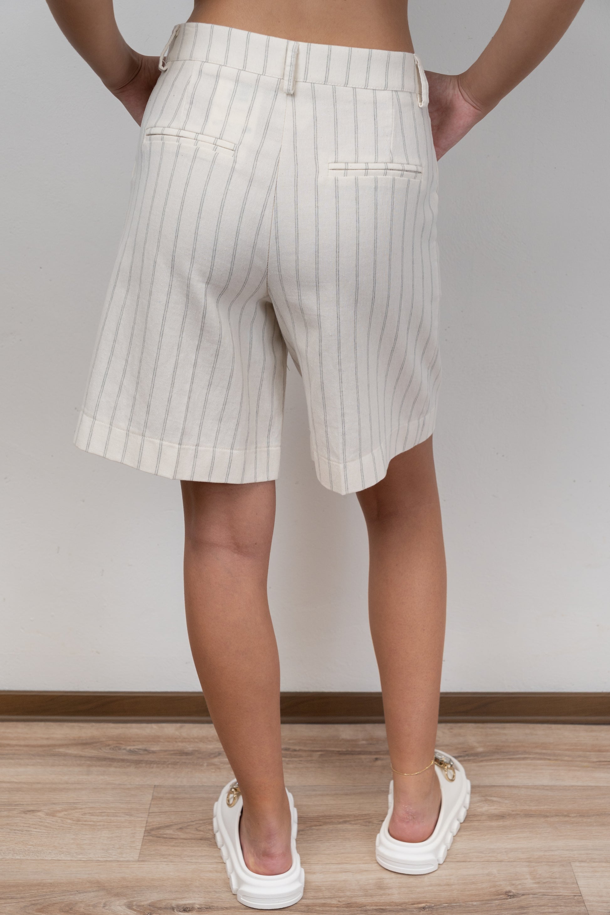 Striped Linen Bermuda Shorts