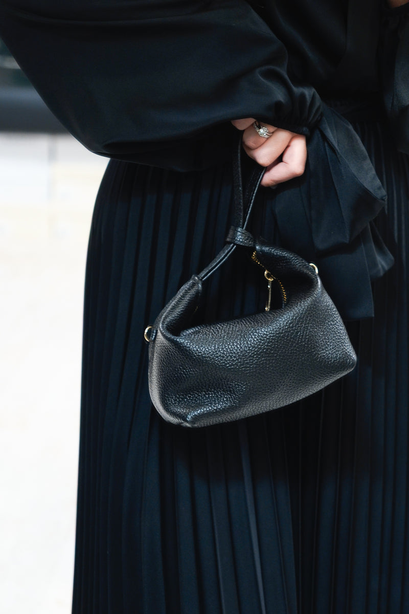 Pebbled Leather Mini Pouch Black