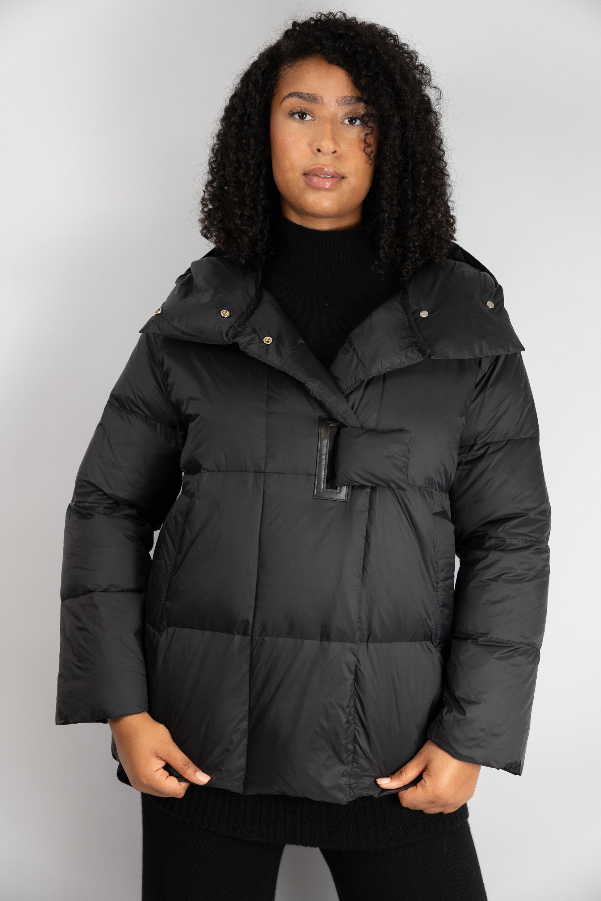 Front-Fastening Hooded Puffer Jacket