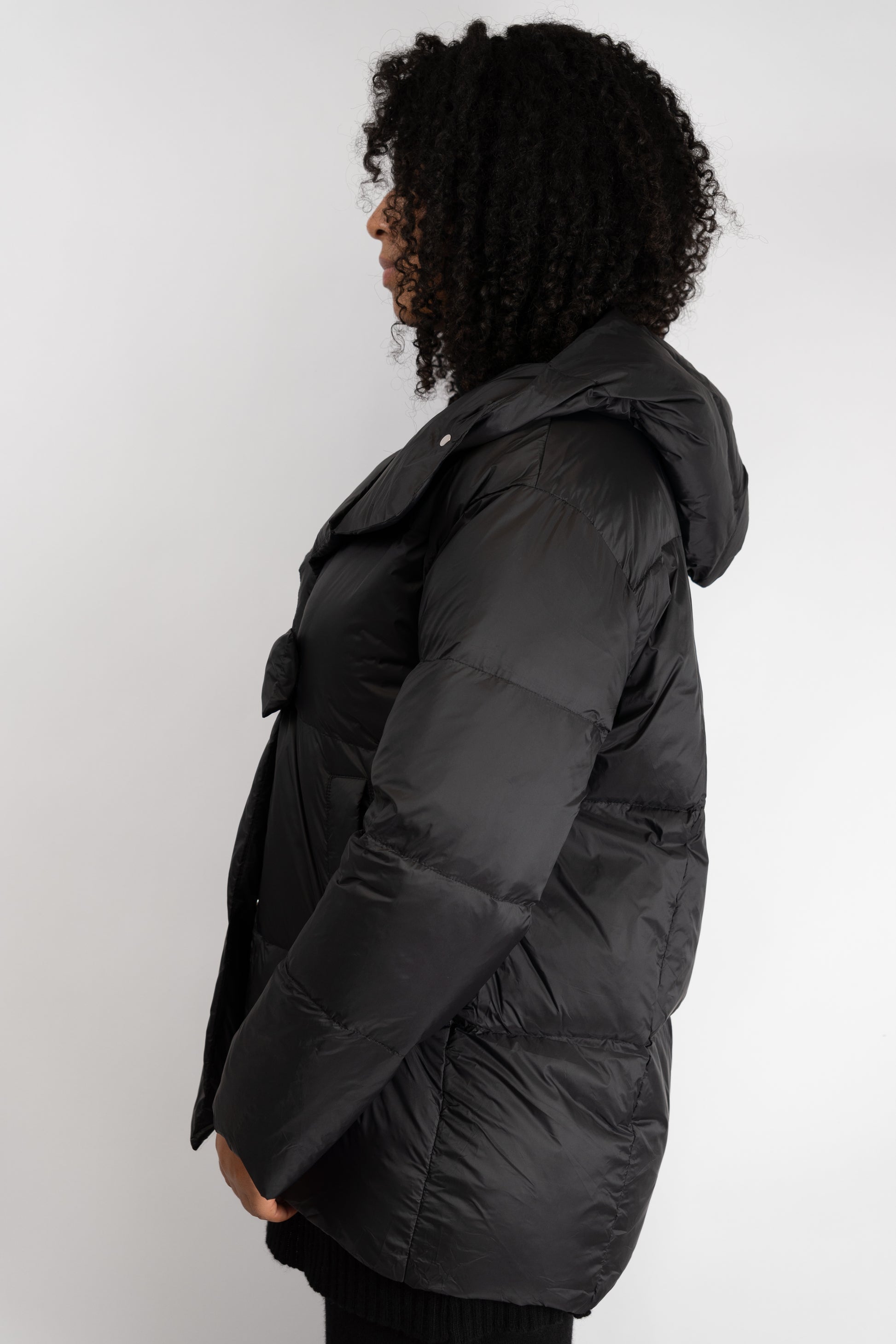 Front-Fastening Hooded Puffer Jacket