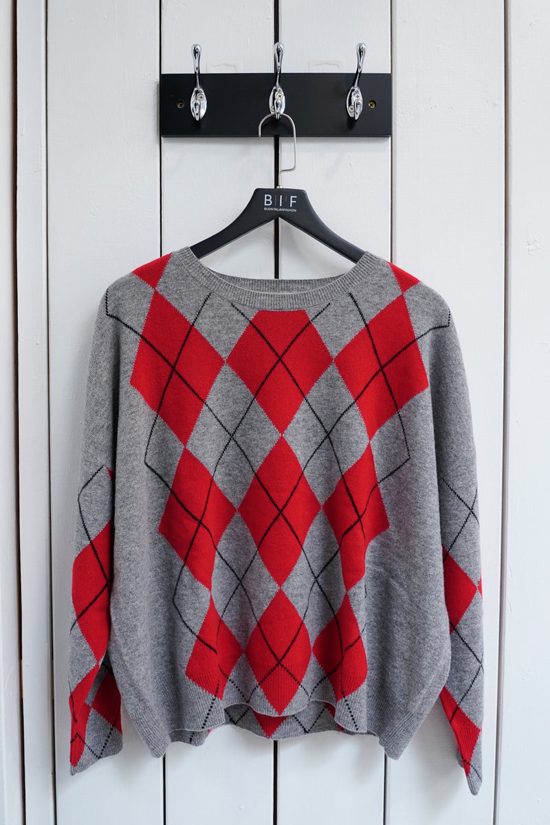 Statement Argyle Oversized Sweater