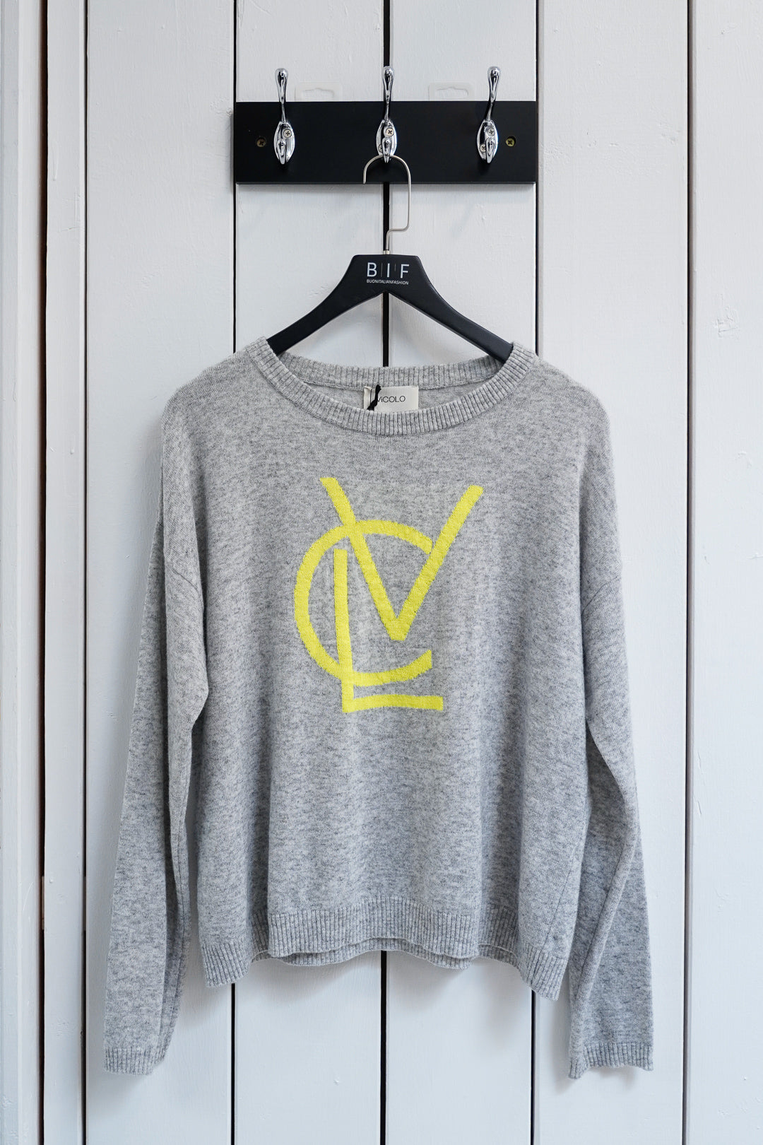Neon Monogram Sweater Grey