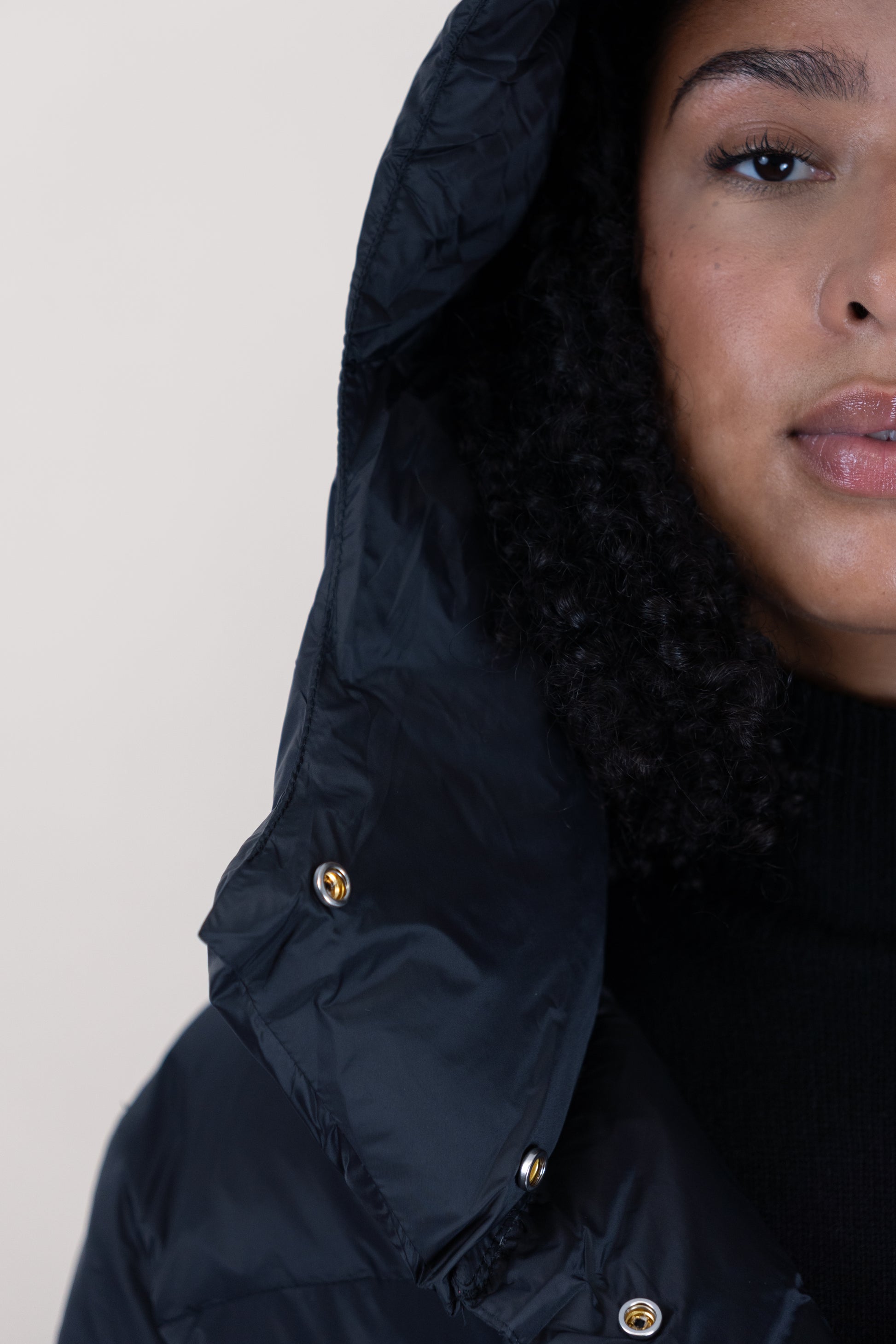 Front-Fastening Hooded Puffer Jacket