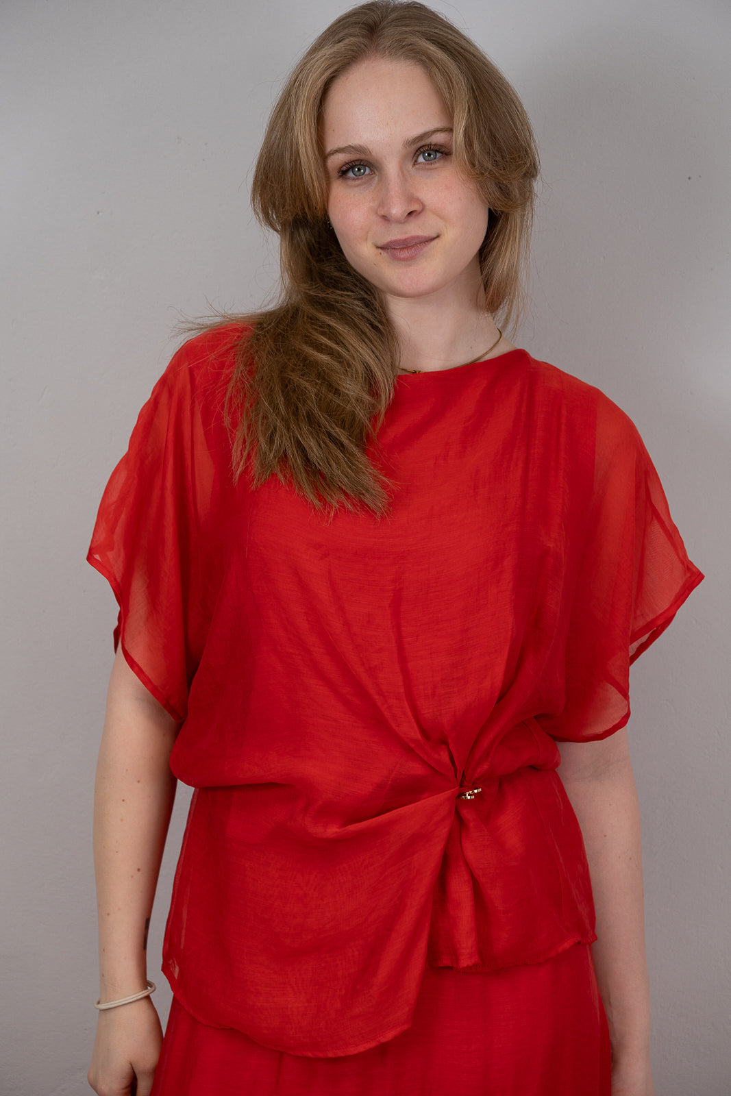Draped Sheer Blouse