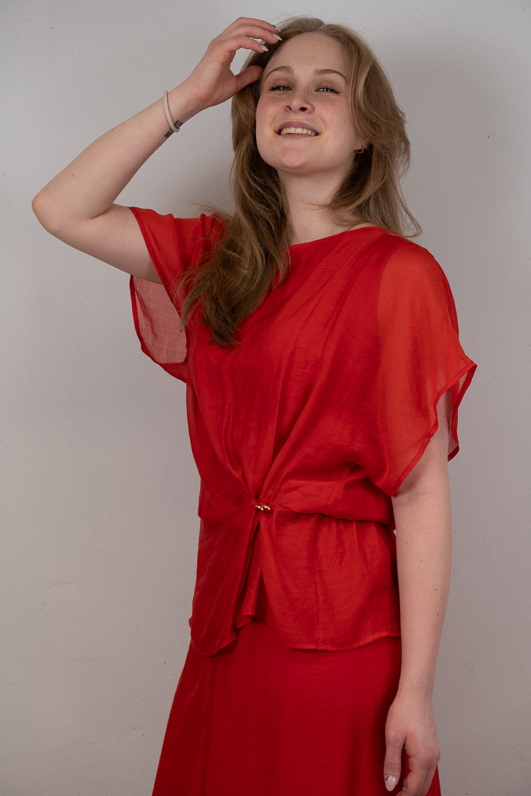 Draped Sheer Blouse