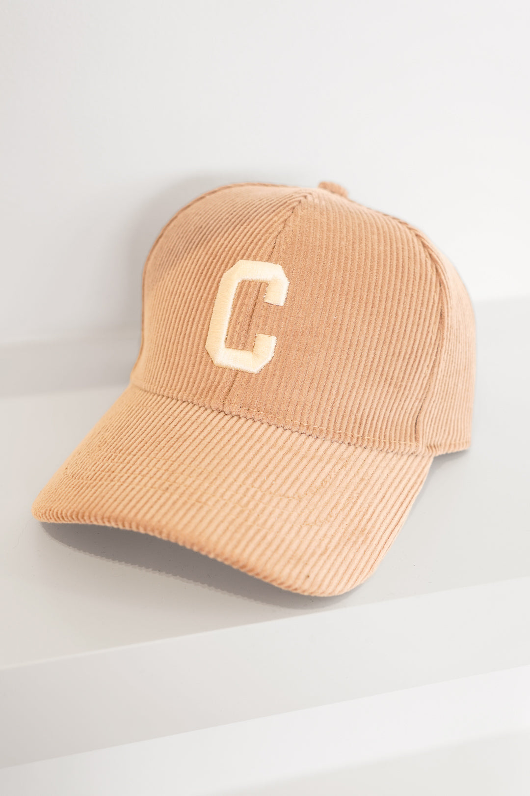 Corduroy Embroidered Baseball Cap Brown