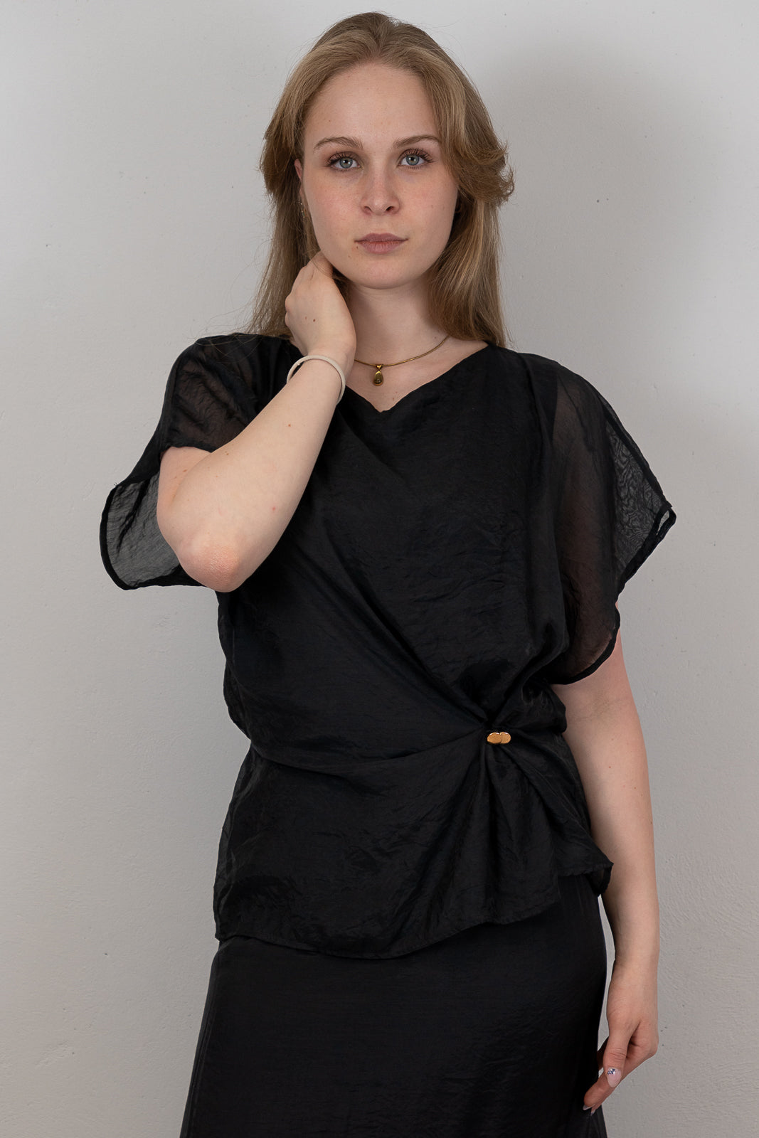 Draped Sheer Blouse