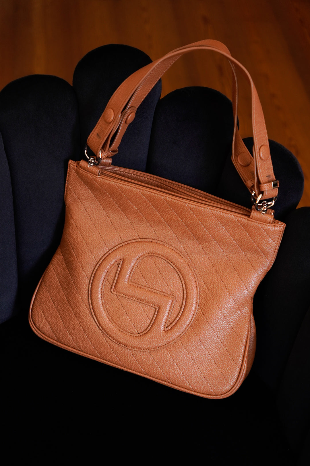 Quilted Leather Shoulder Bag Orange