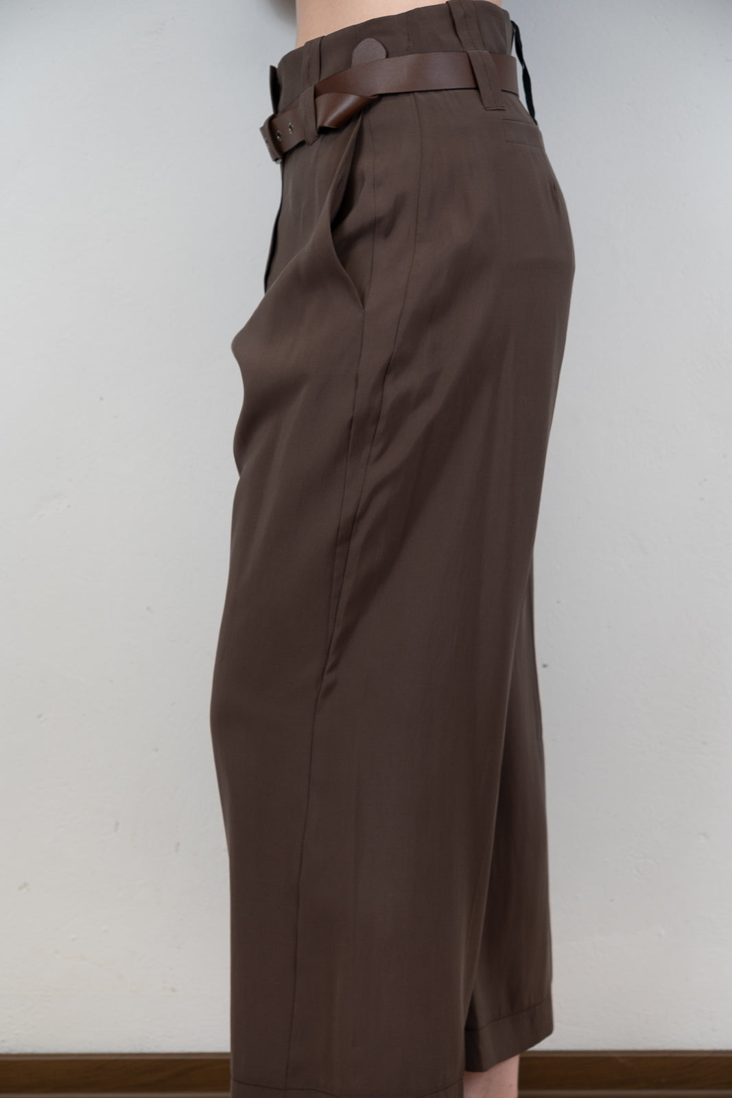 Brown Cropped Tailored Trousers