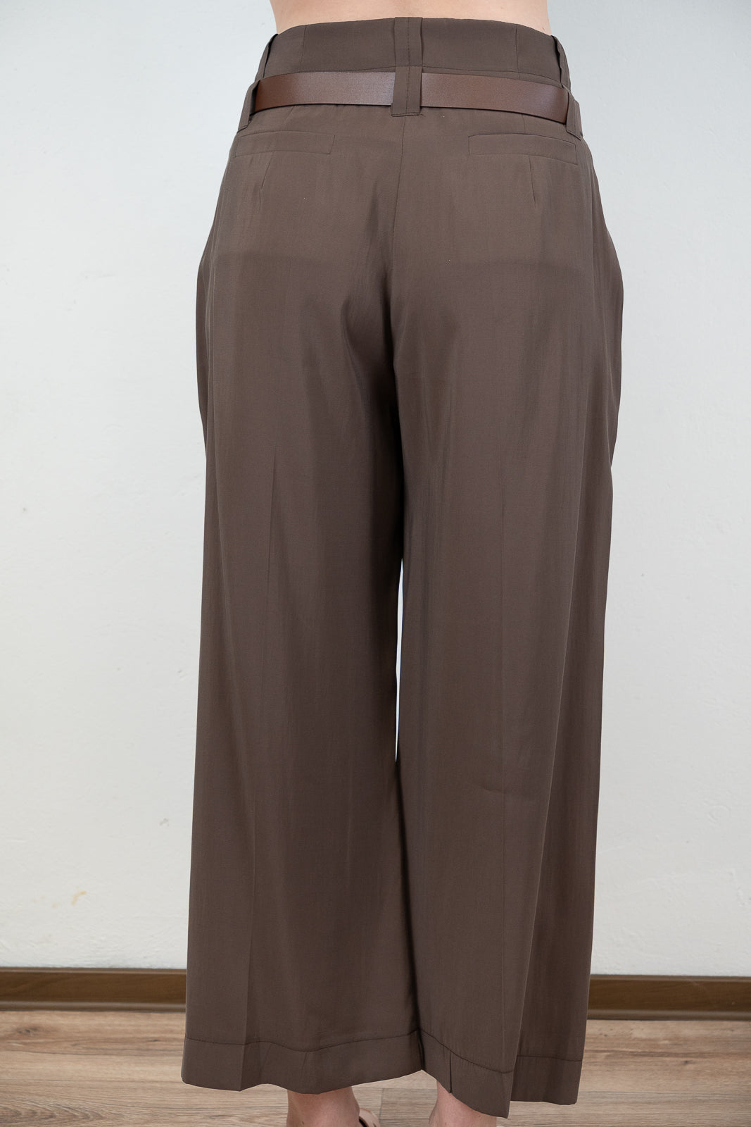 Brown Cropped Tailored Trousers