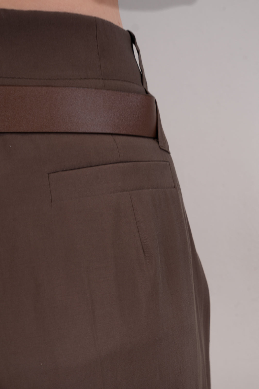 Brown Cropped Tailored Trousers