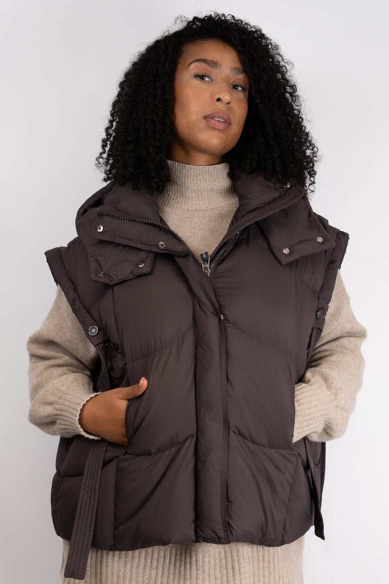 Oversized Puffer Vest Brown