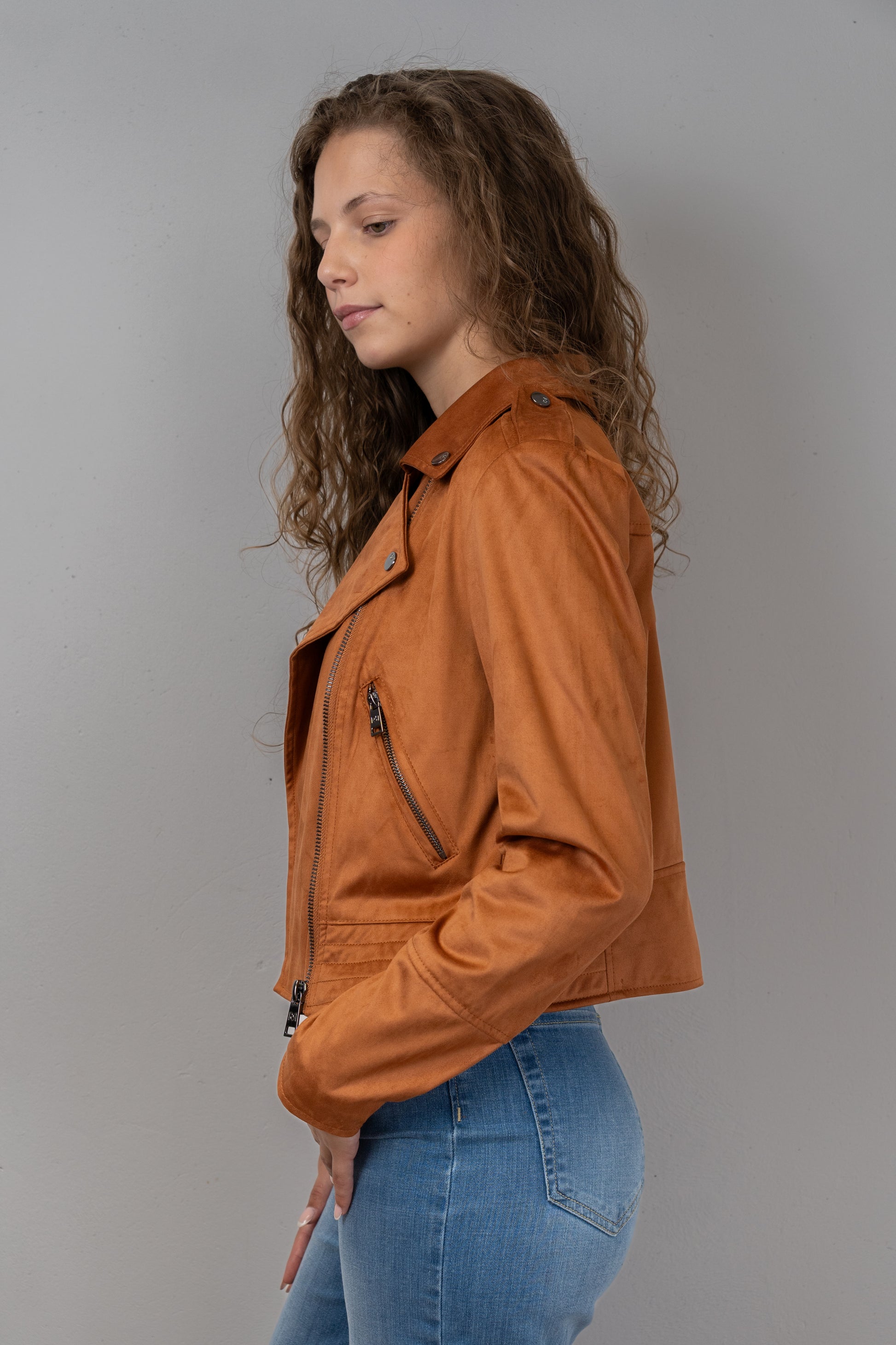 Tan Suede Biker Jacket
