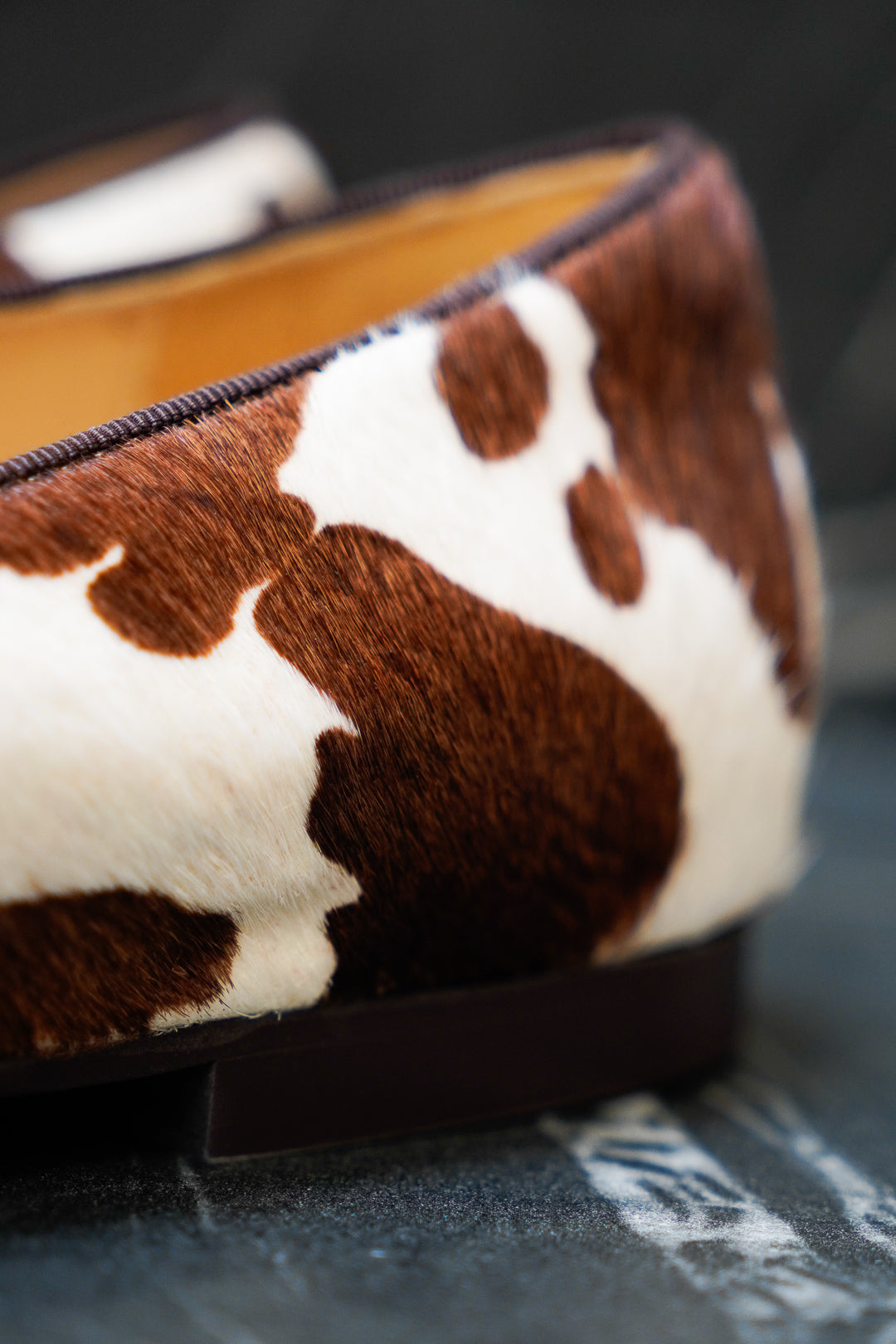 Brown Cow-Print Pony Hair Ballet Flats