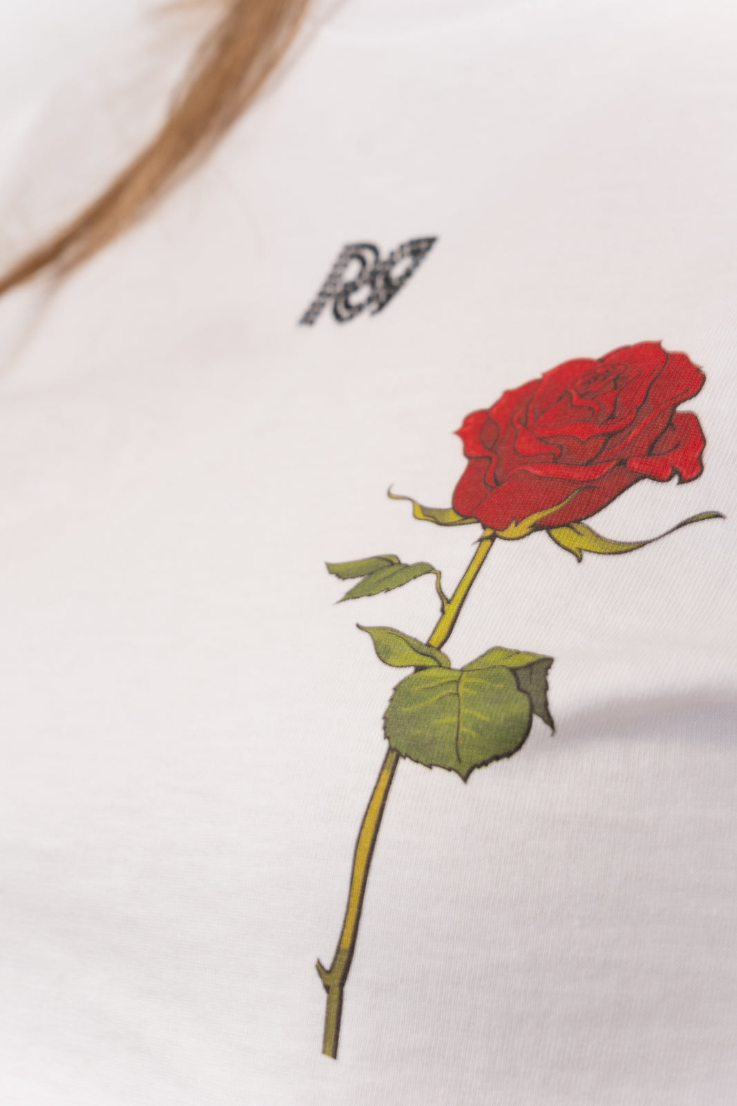 White Printed Rose T-Shirt