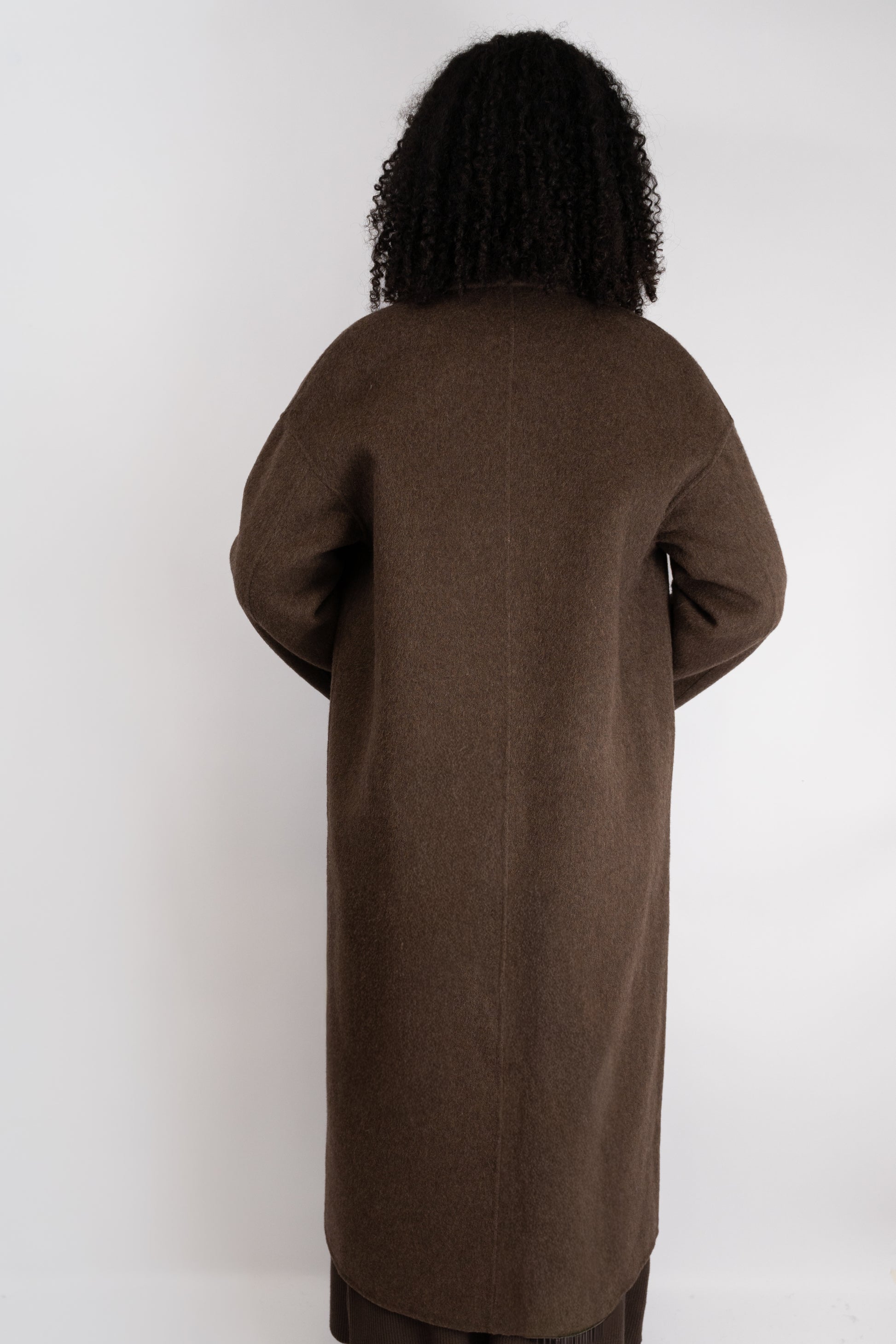Brown Double-Breasted Wool Coat