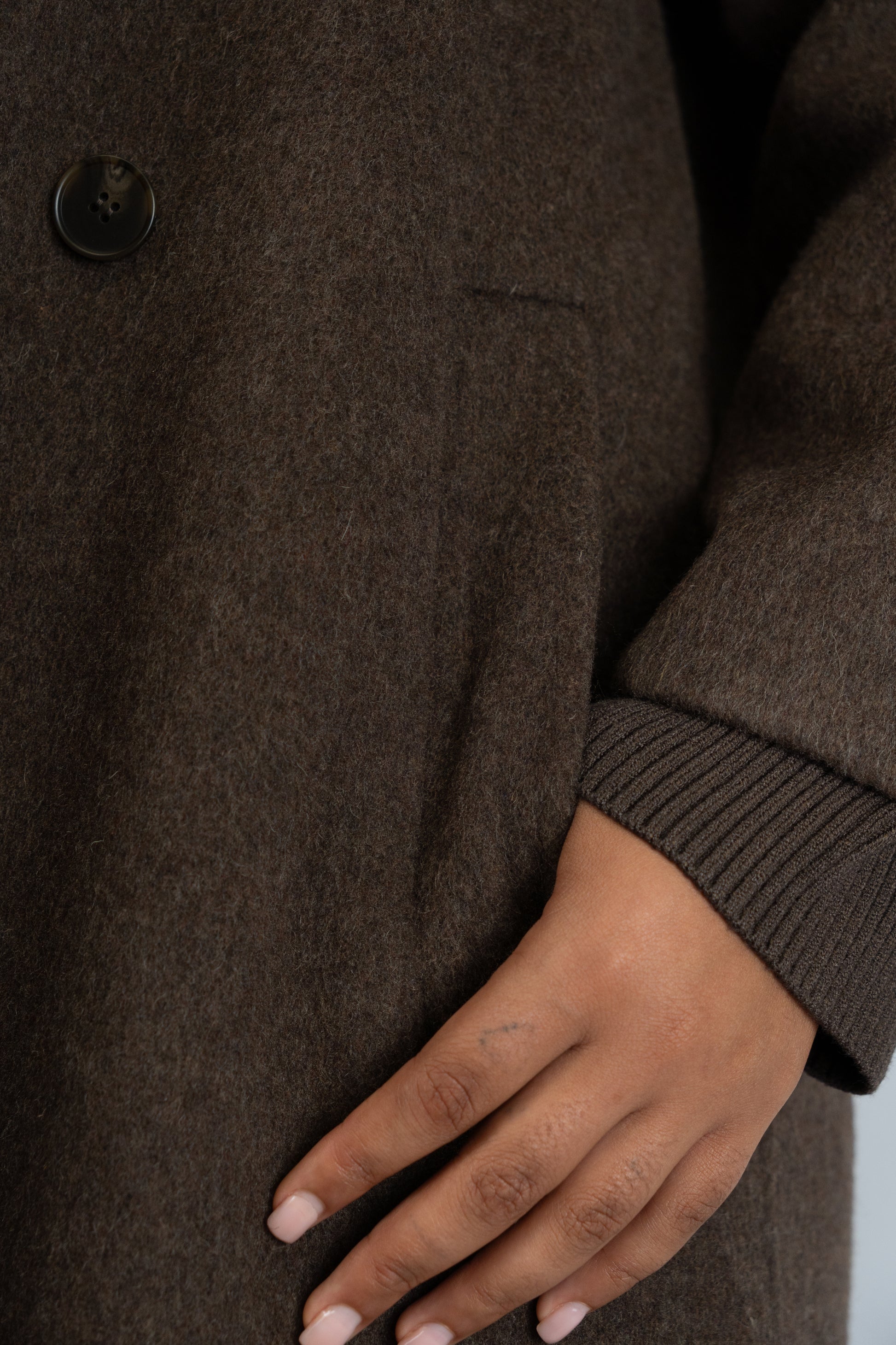 Brown Double-Breasted Wool Coat