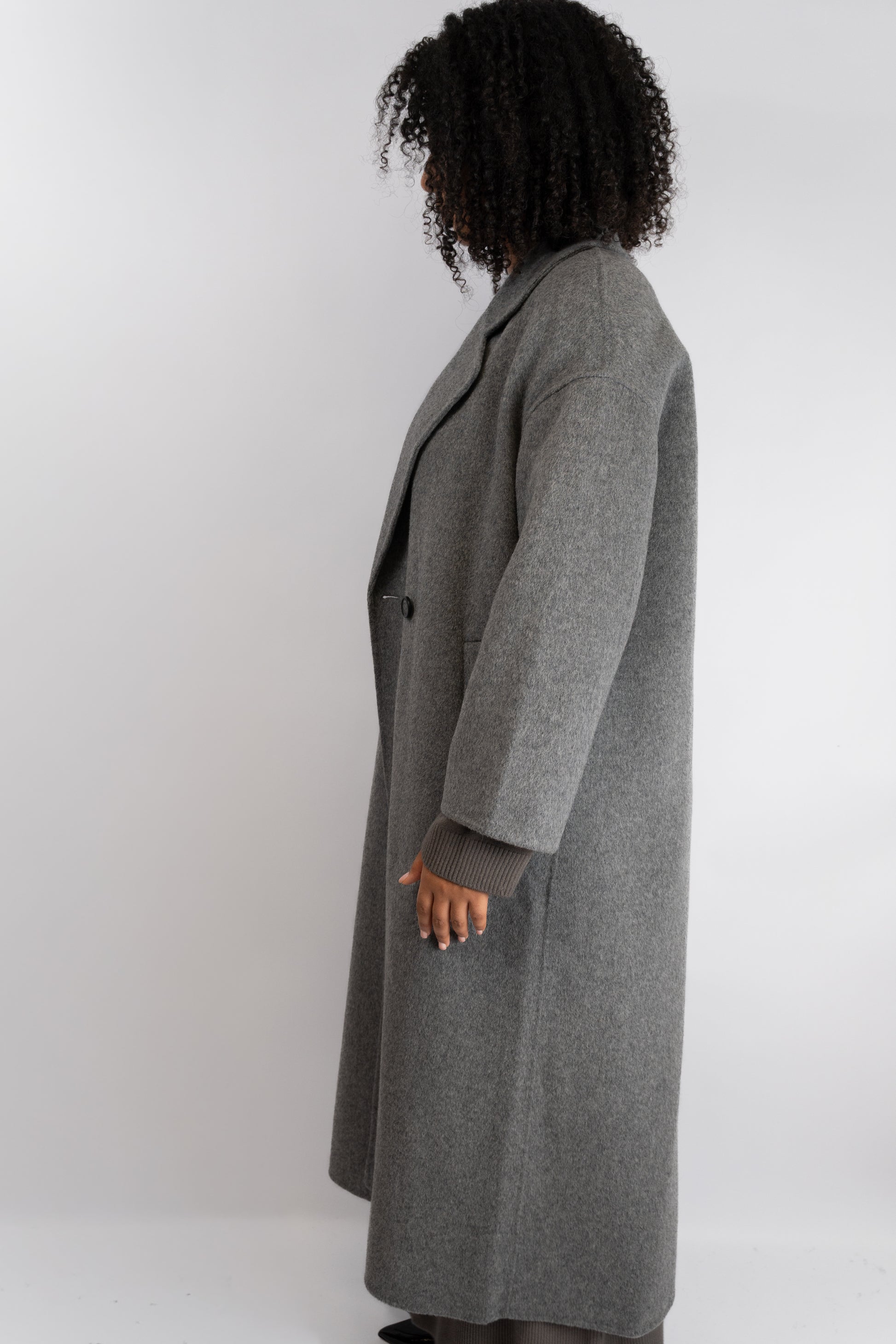 Grey Double-Breasted Wool Coat