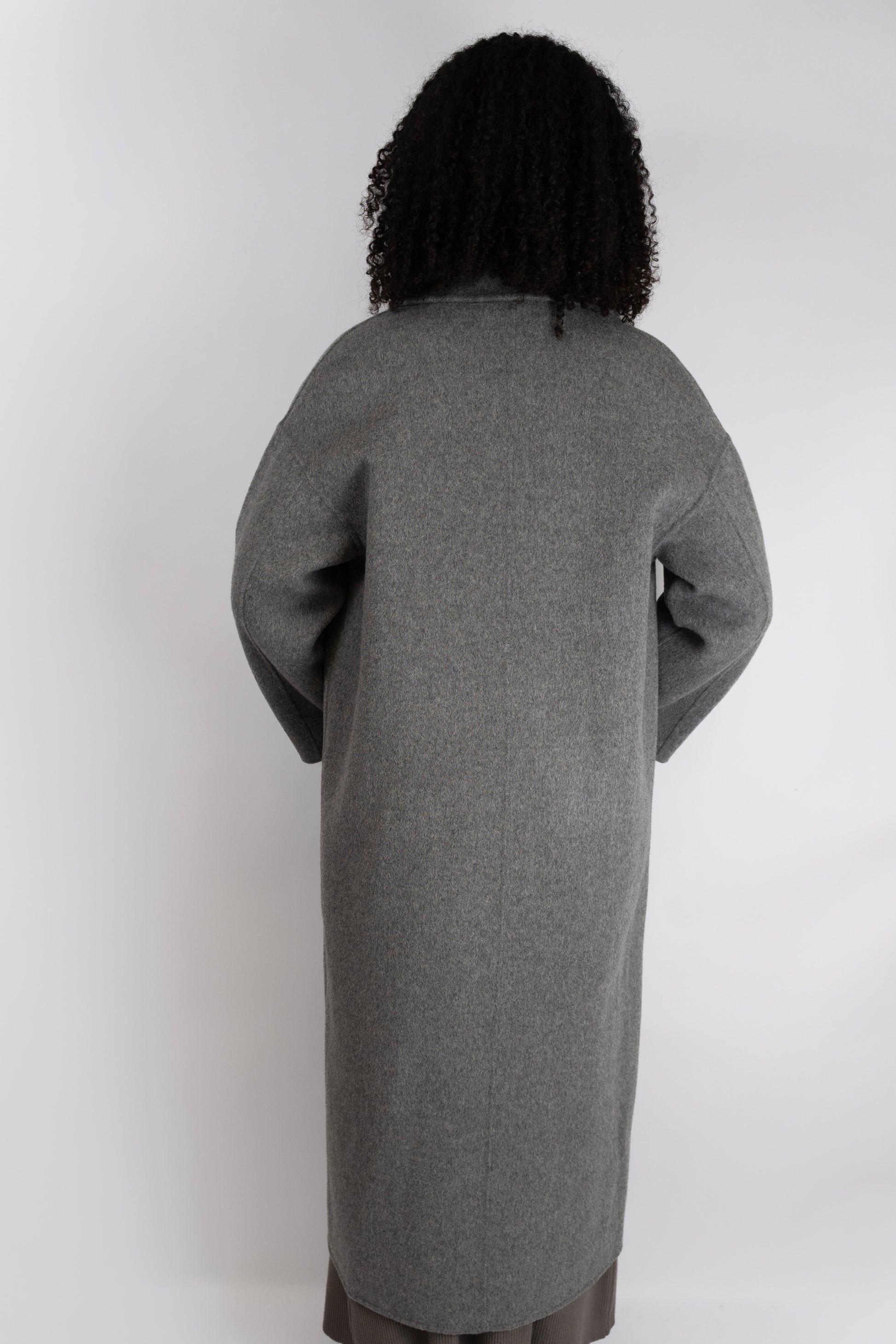 Grey Double-Breasted Wool Coat